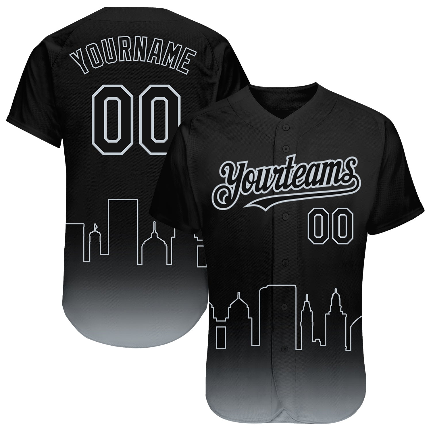 Custom Black Silver 3D Oakland City Edition Fade Fashion Authentic Baseball Jersey - Main View