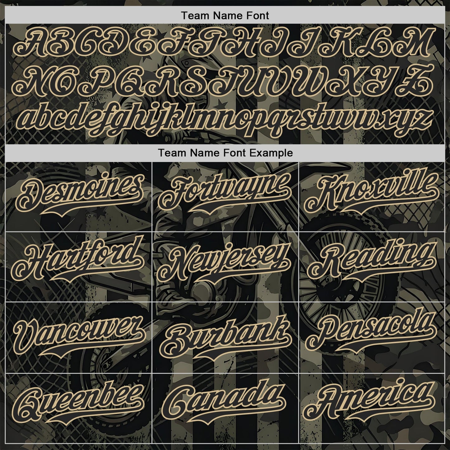 Custom Camo Black-Vegas Gold 3D Pattern Design Motorcycle Motocross Authentic Baseball Jersey view 4