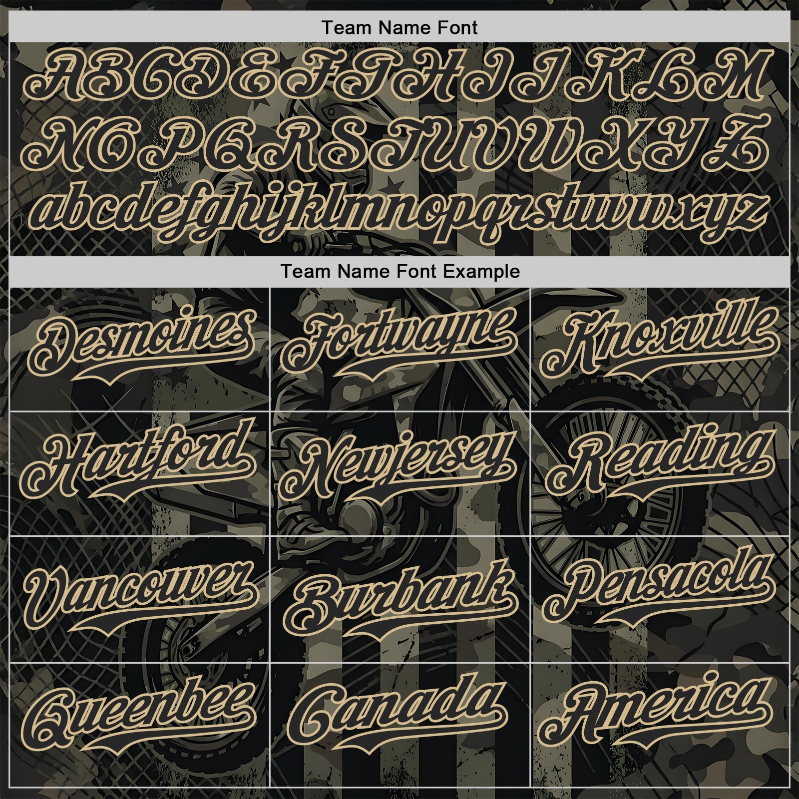 Custom Camo Black-Vegas Gold 3D Pattern Design Motorcycle Motocross Authentic Baseball Jersey view 4