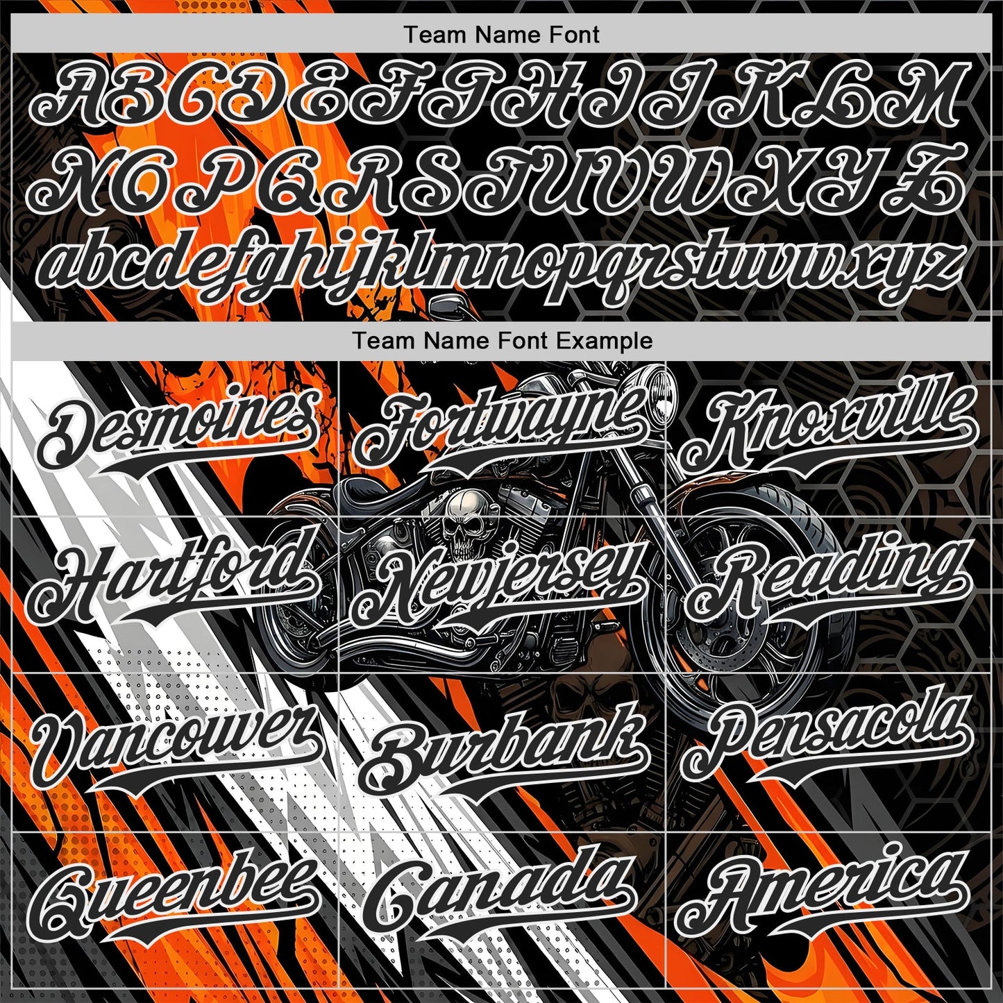 Custom Black Orange Gray-White 3D Pattern Design Motorcycle Motocross Skull Authentic Baseball Jersey view 4