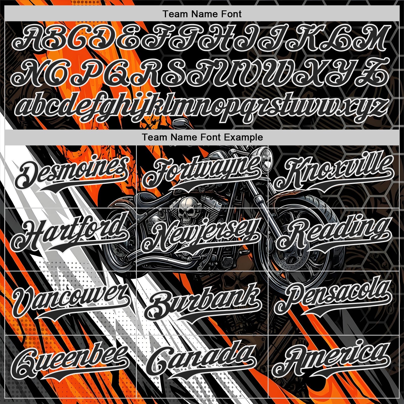 Custom Black Orange Gray-White 3D Pattern Design Motorcycle Motocross Skull Authentic Baseball Jersey view 4