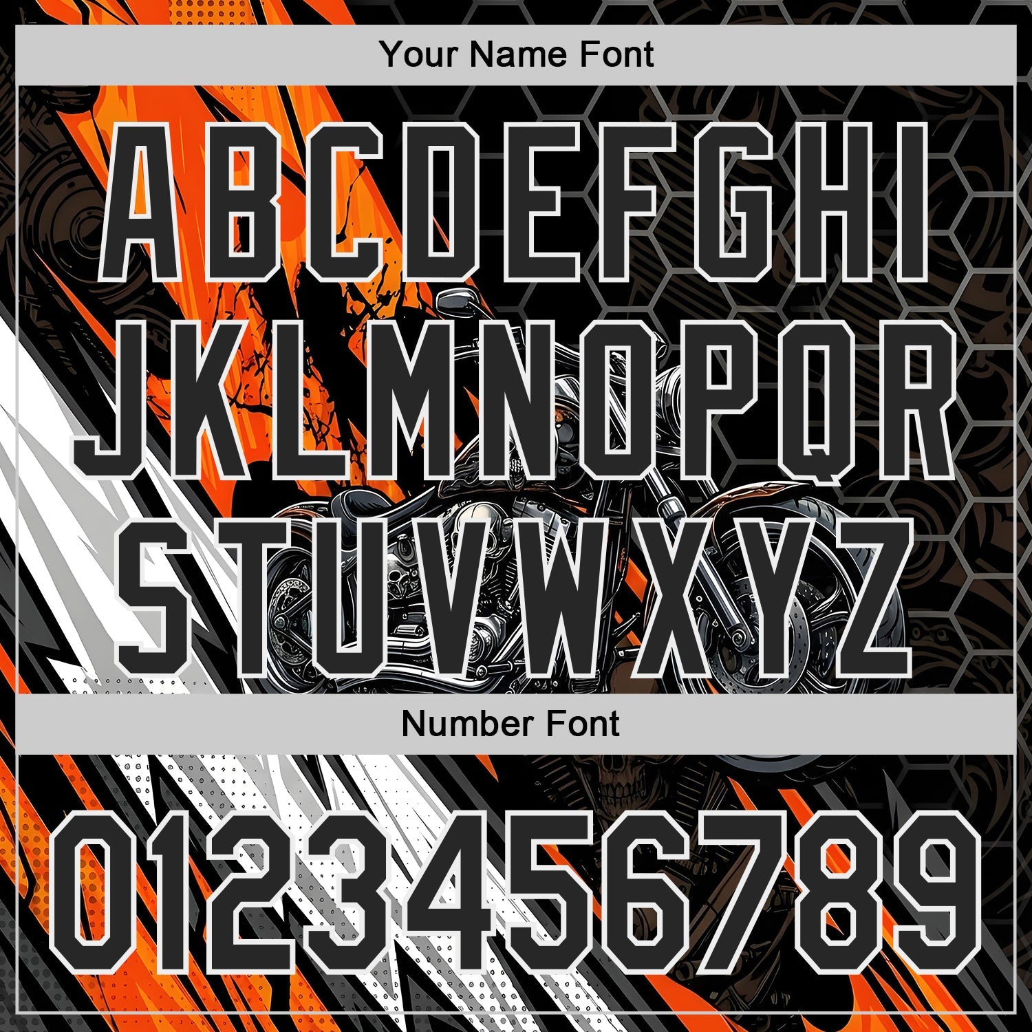 Custom Black Orange Gray-White 3D Pattern Design Motorcycle Motocross Skull Authentic Baseball Jersey view 5