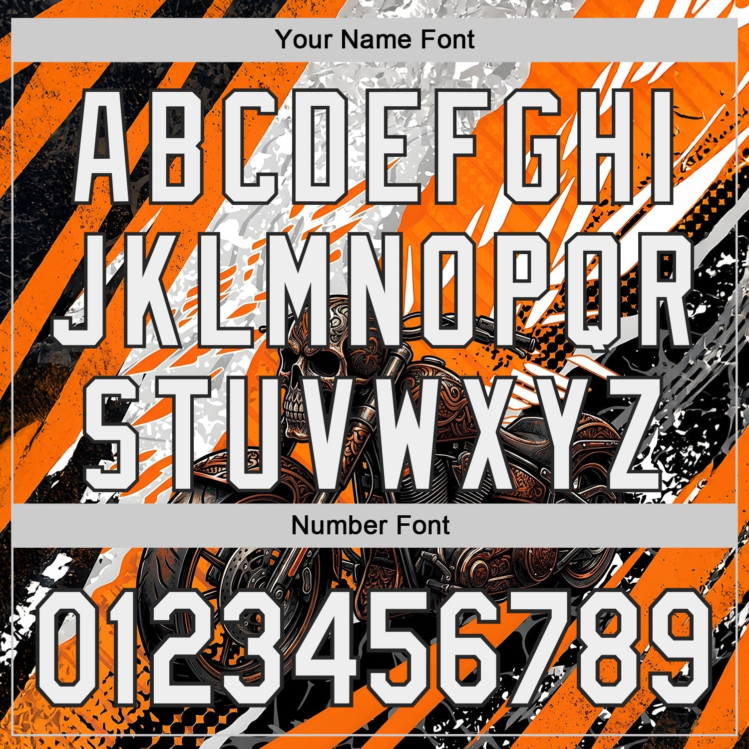Custom Orange White Gray-Black 3D Pattern Design Motorcycle Motocross Skull Authentic Baseball Jersey view 5