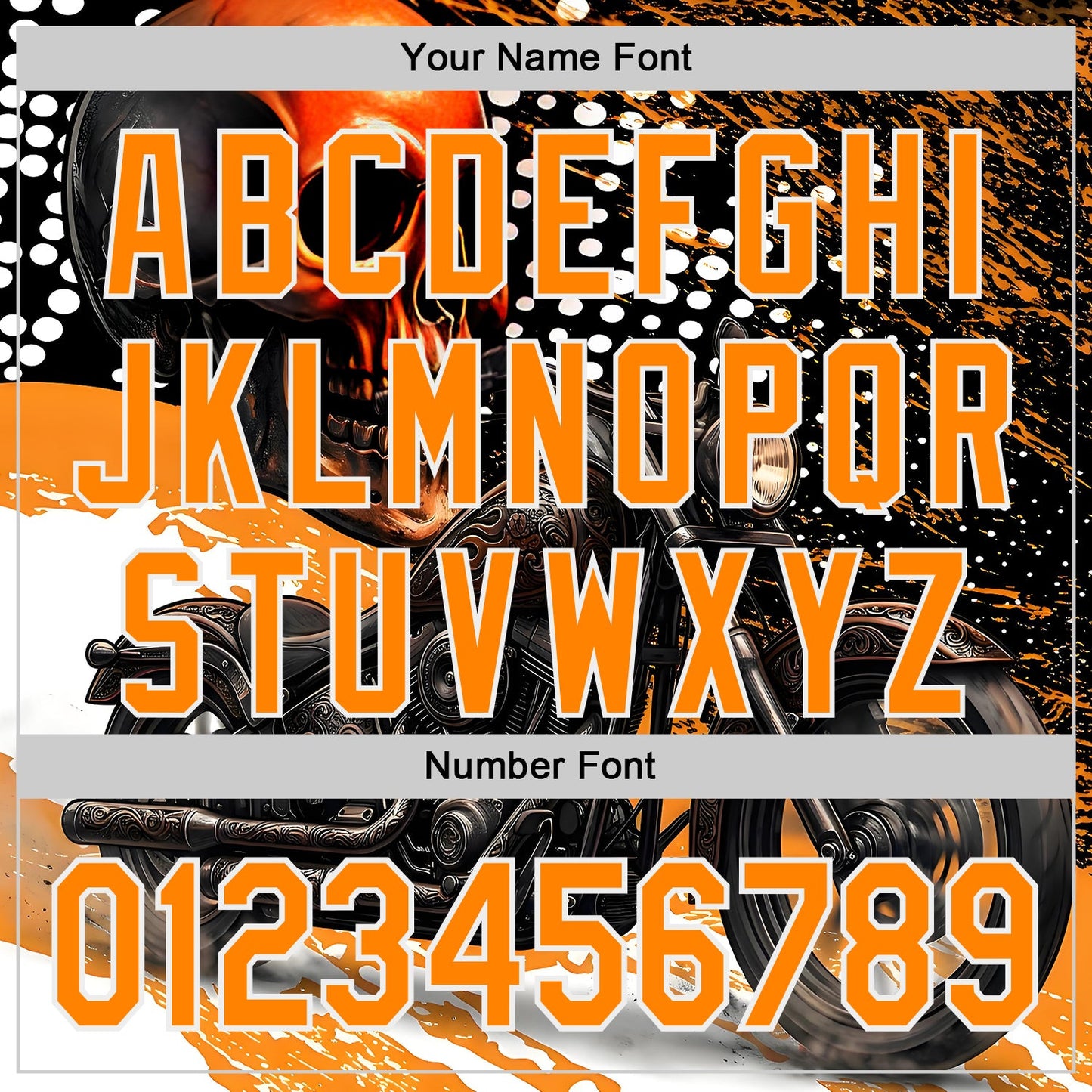 Custom Black Bay Orange Orange-White 3D Pattern Design Motorcycle Motocross Skull Authentic Baseball Jersey view 5