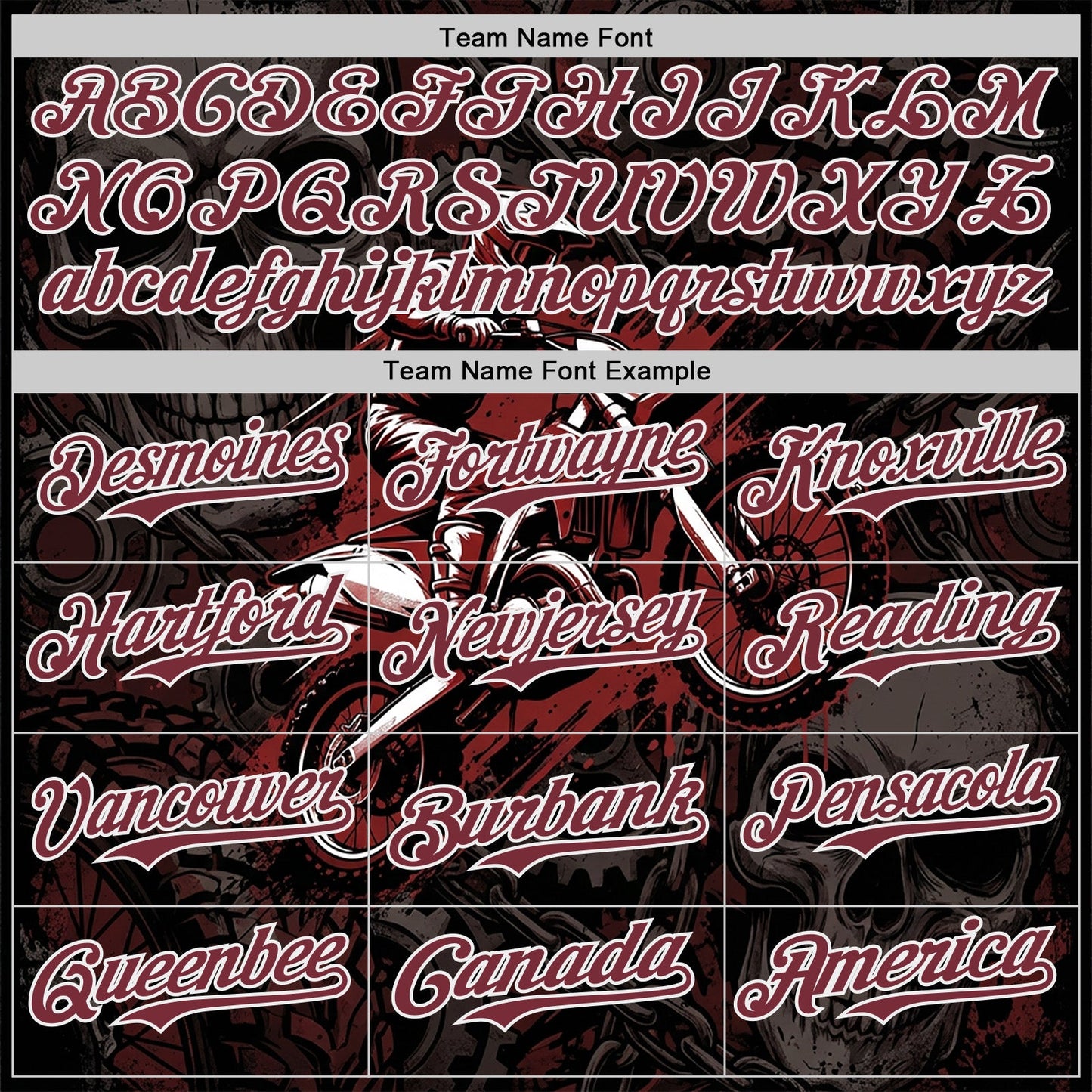 Custom Black Burgundy-White 3D Pattern Design Motorcycle Motocross Authentic Baseball Jersey view 4