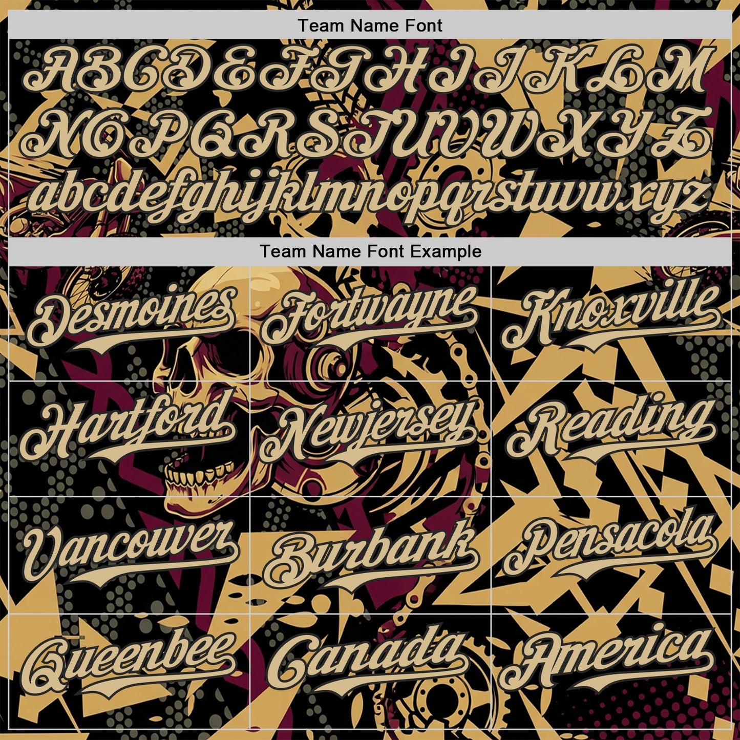 Custom Black Vegas Gold Old Gold-Red 3D Pattern Design Motorcycle Motocross Skull Authentic Baseball Jersey view 4