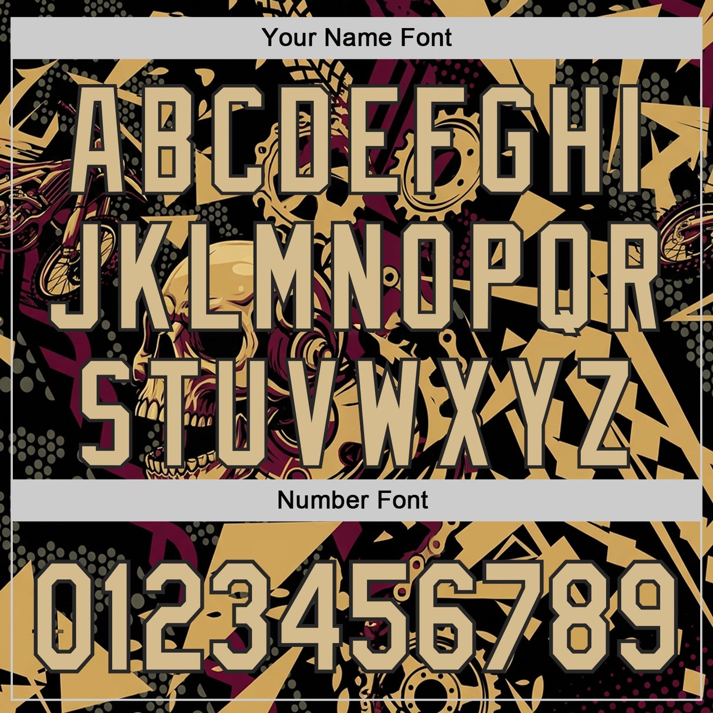 Custom Black Vegas Gold Old Gold-Red 3D Pattern Design Motorcycle Motocross Skull Authentic Baseball Jersey view 5
