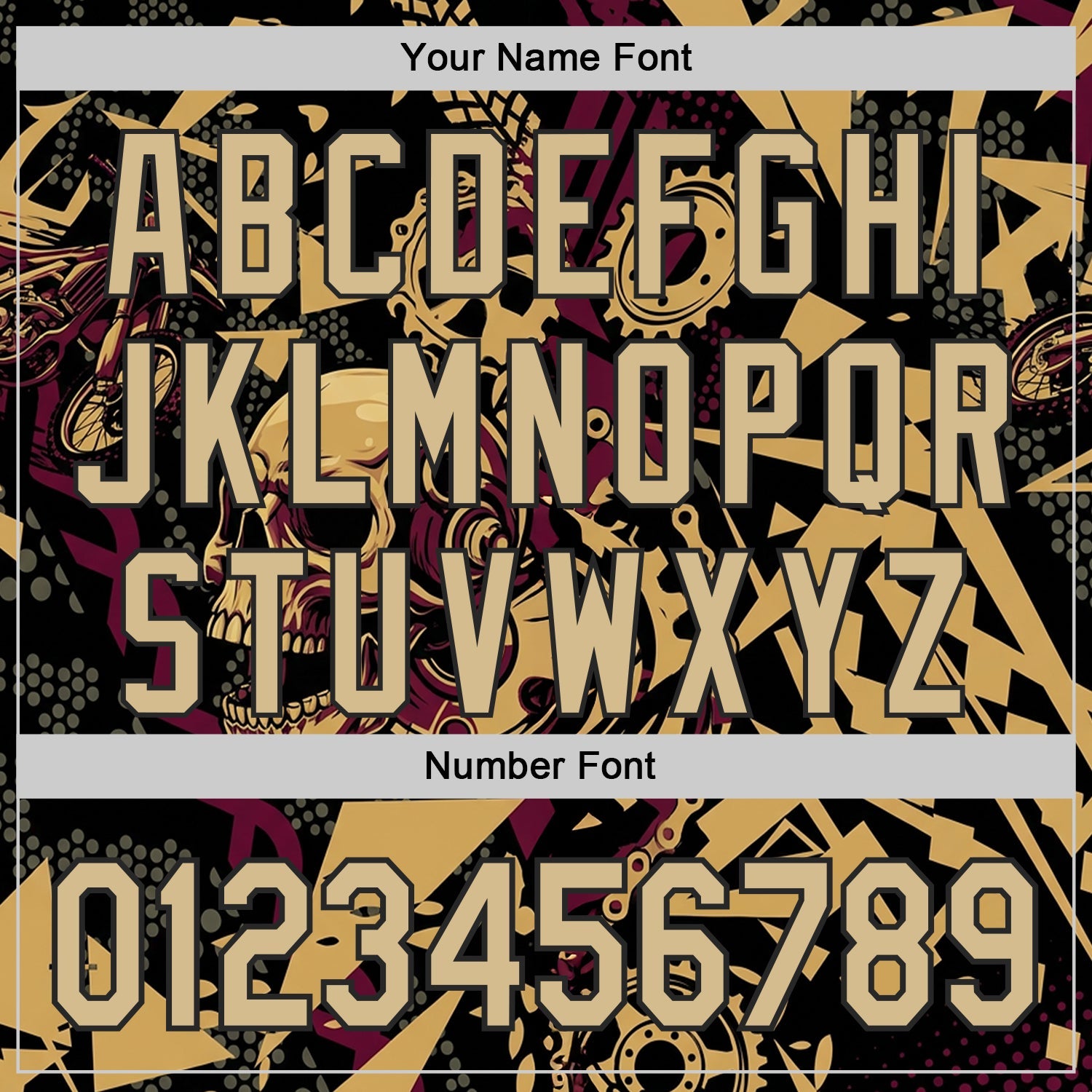 Custom Black Vegas Gold Old Gold-Red 3D Pattern Design Motorcycle Motocross Skull Authentic Baseball Jersey view 5