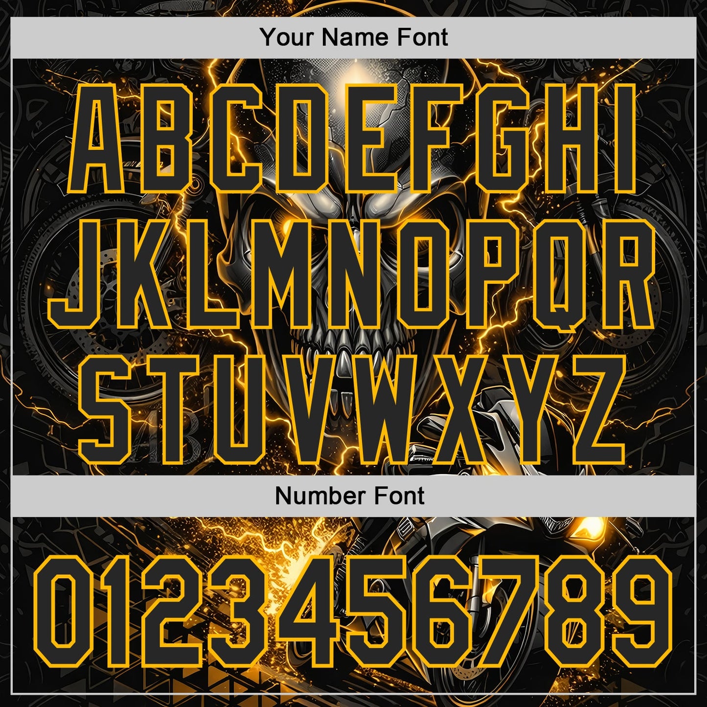 Custom Black-Gold 3D Pattern Design Motorcycle Motocross Skull Authentic Baseball Jersey view 5