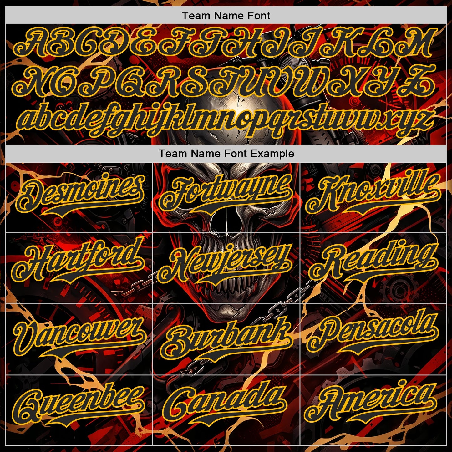 Custom Black Red-Gold 3D Pattern Design Motorcycle Motocross Skull Authentic Baseball Jersey view 4