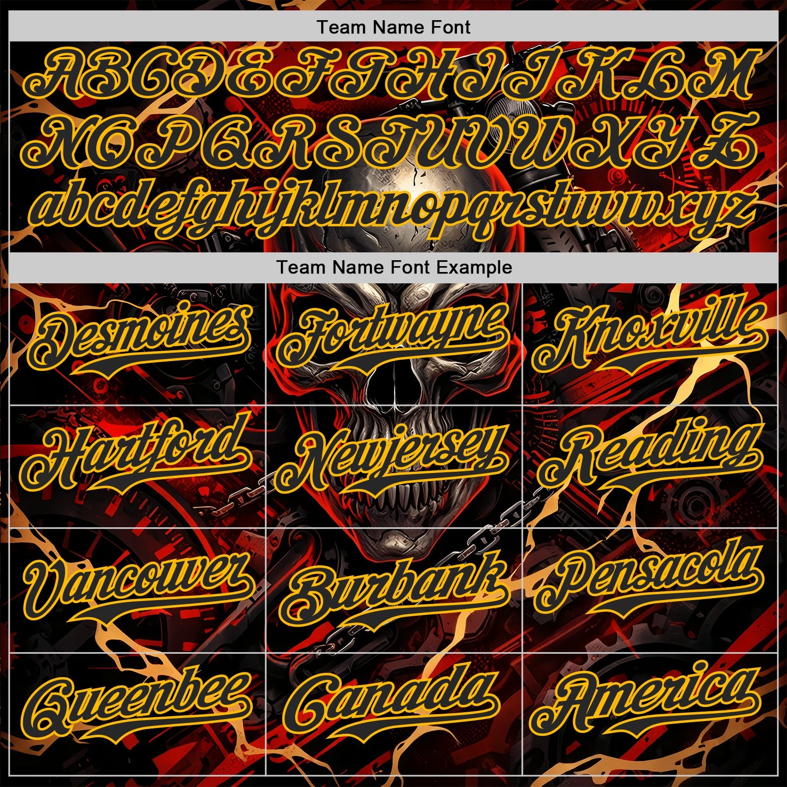Custom Black Red-Gold 3D Pattern Design Motorcycle Motocross Skull Authentic Baseball Jersey view 4