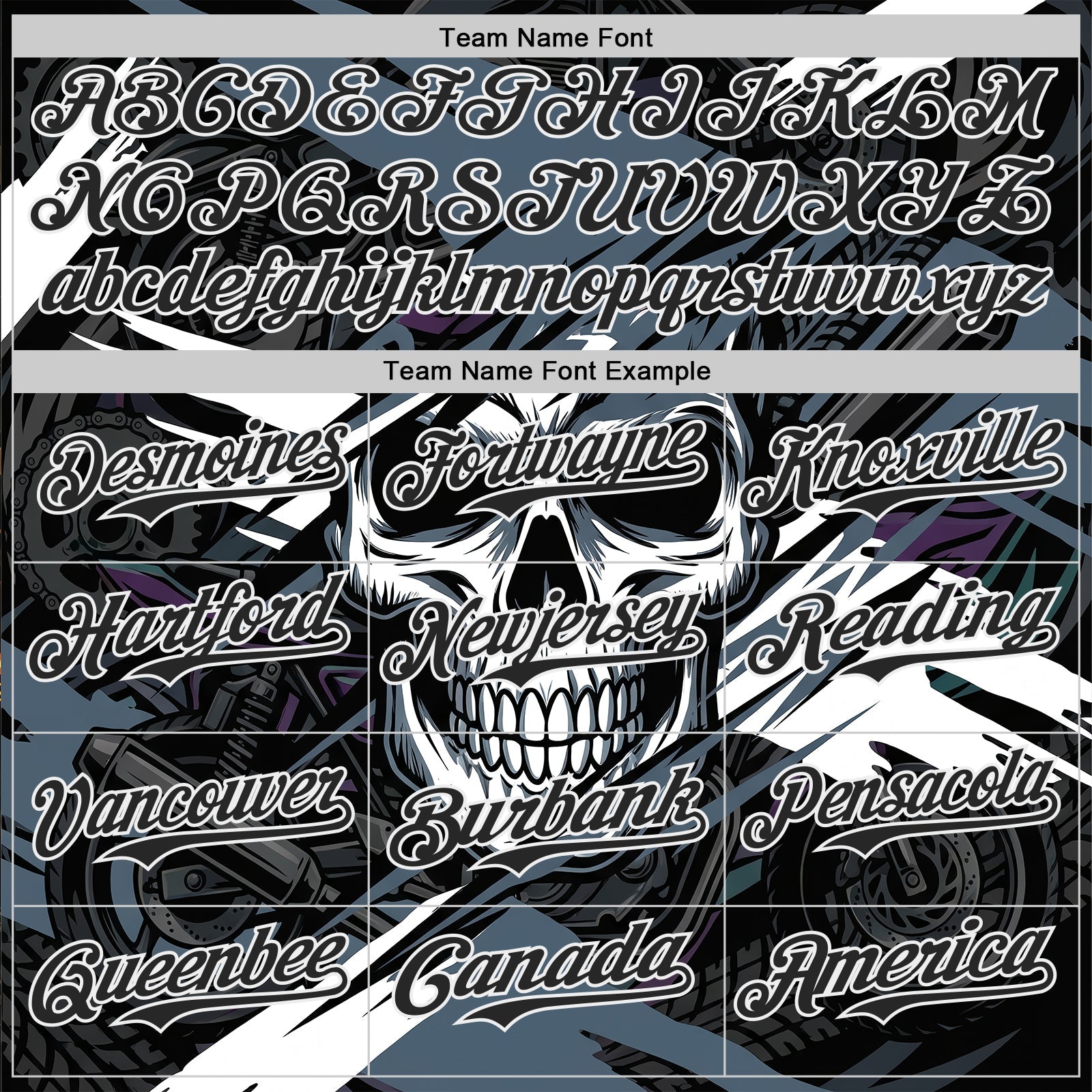 Custom Black Blue-White 3D Pattern Design Motorcycle Motocross Skull Authentic Baseball Jersey view 4