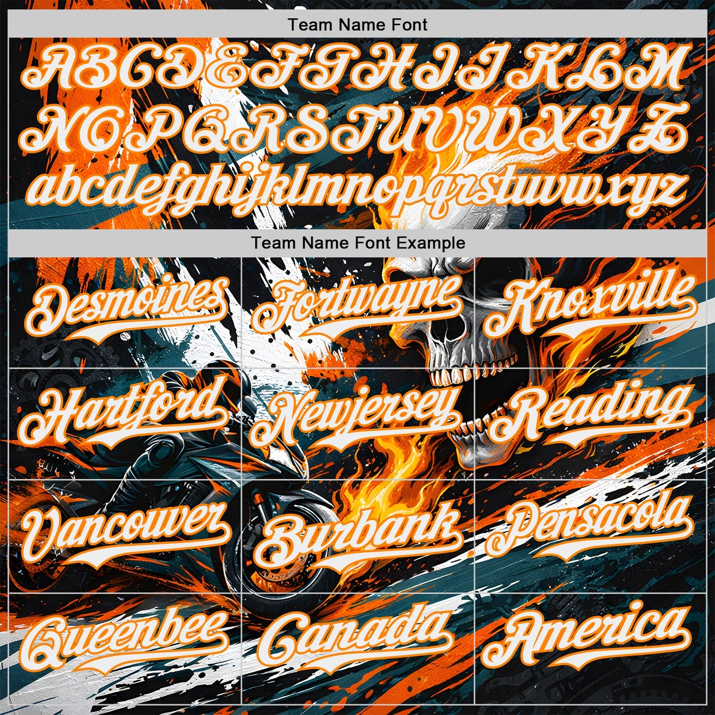 Custom Black White Red-Bay Orange 3D Pattern Design Motorcycle Motocross Skull Flame Authentic Baseball Jersey view 4