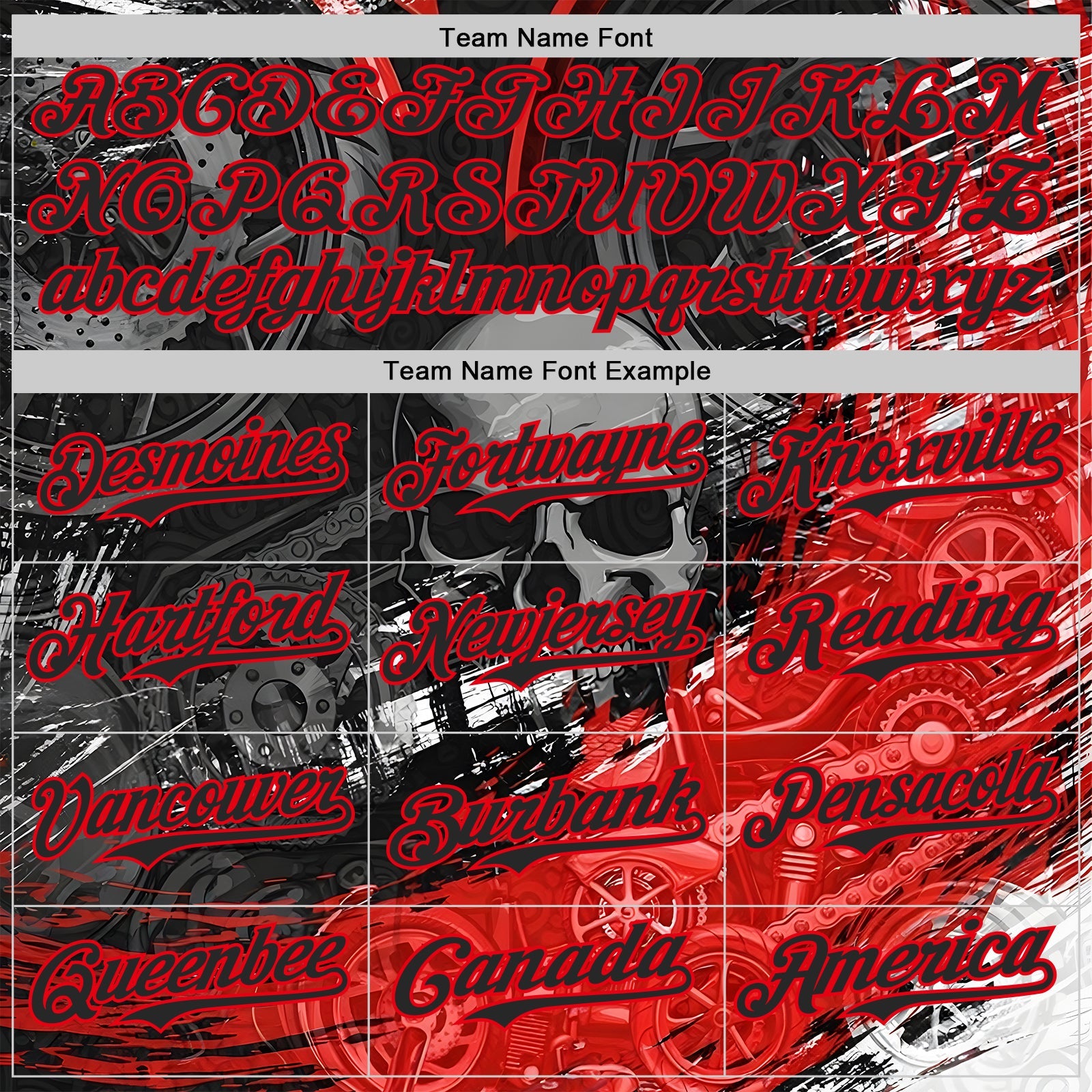 Custom Black-Fire Red 3D Pattern Design Motorcycle Motocross Skull Authentic Baseball Jersey view 4