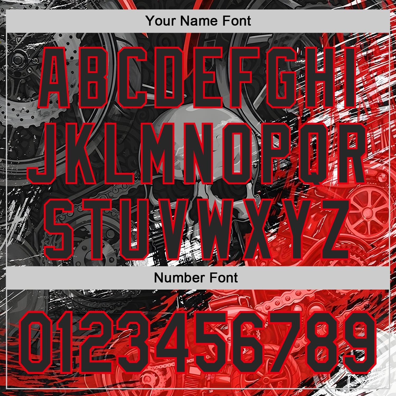 Custom Black-Fire Red 3D Pattern Design Motorcycle Motocross Skull Authentic Baseball Jersey view 5