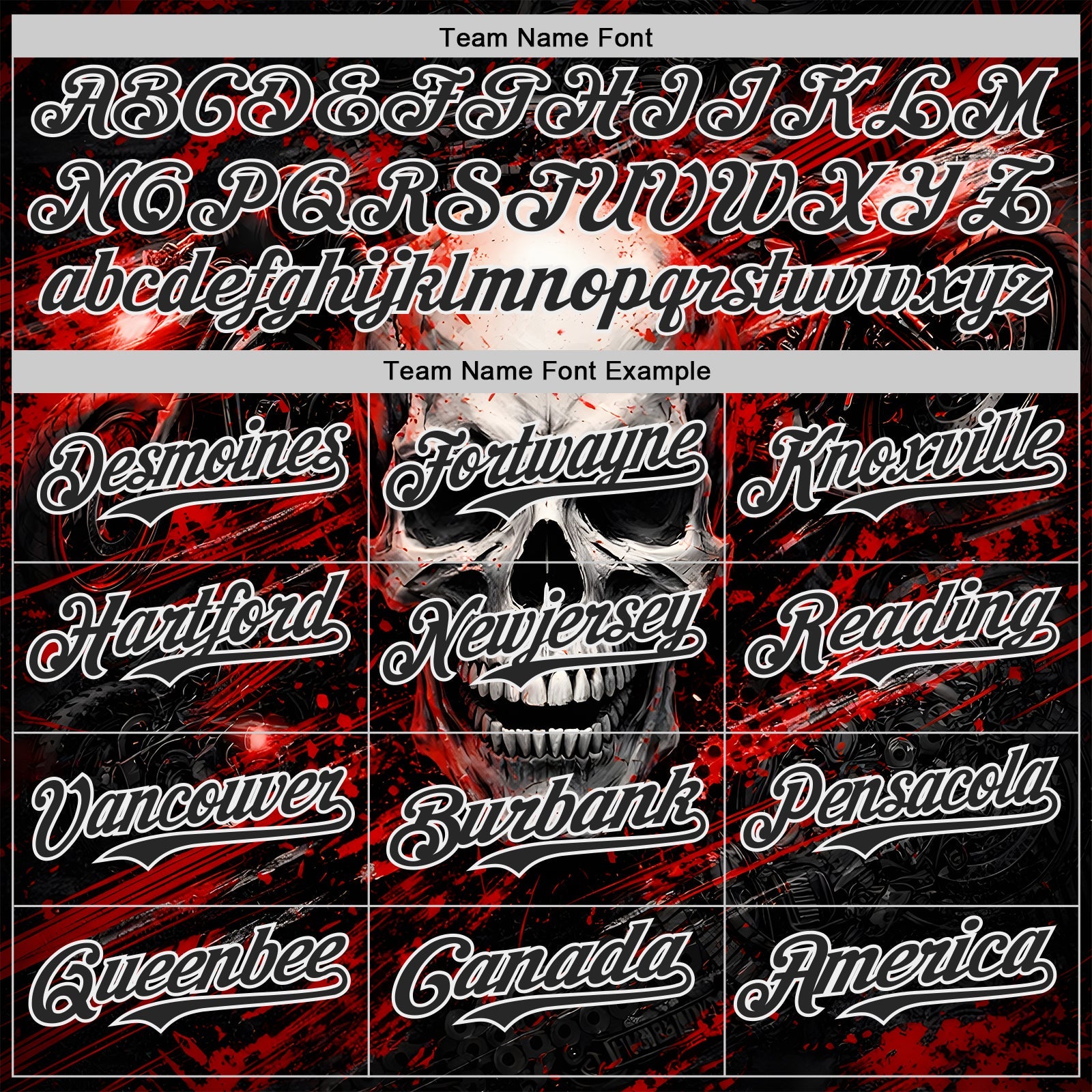 Custom Black Red-White 3D Pattern Design Motorcycle Motocross Skull Authentic Baseball Jersey view 4