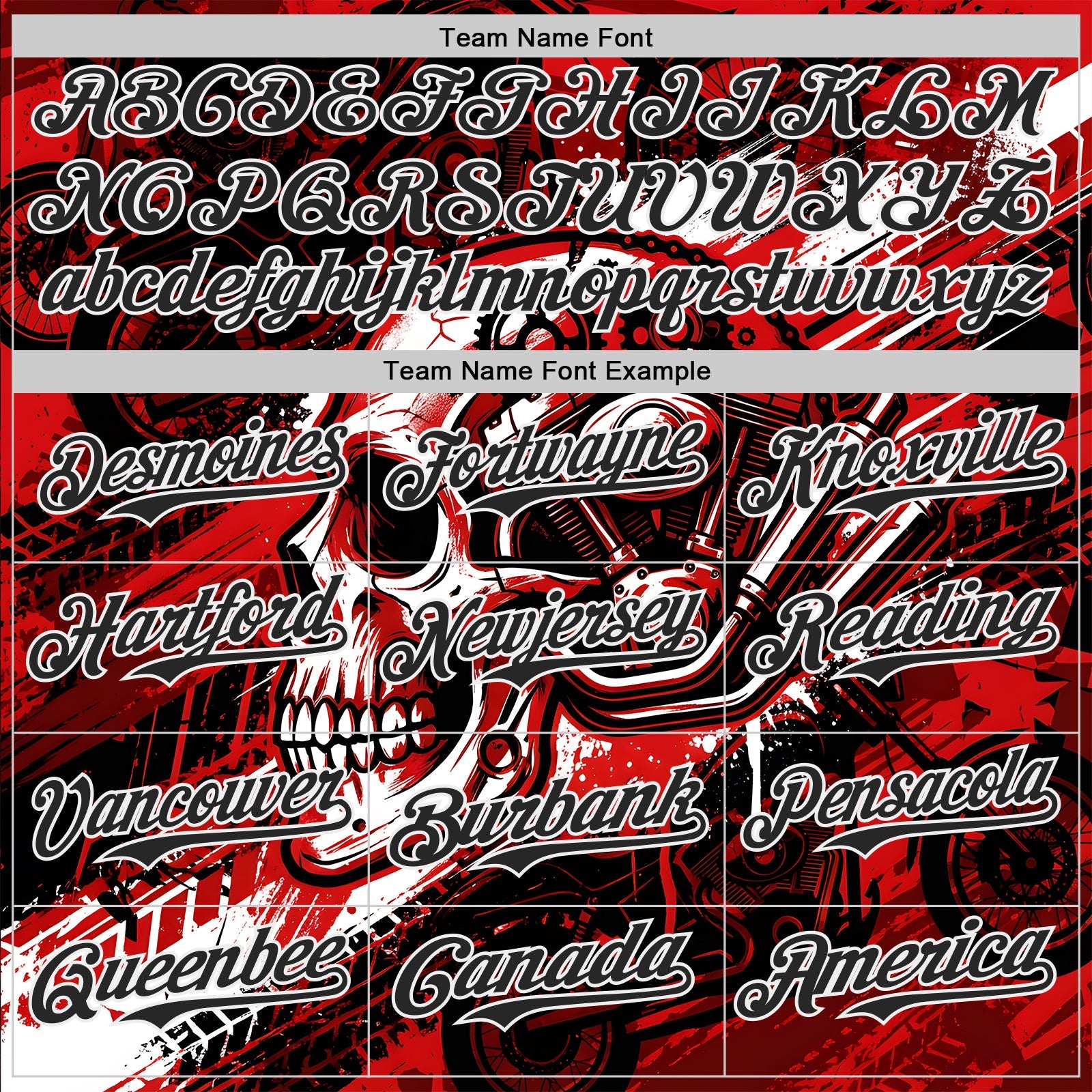 Custom Black Red-White 3D Pattern Design Motorcycle Motocross Skull Authentic Baseball Jersey view 4