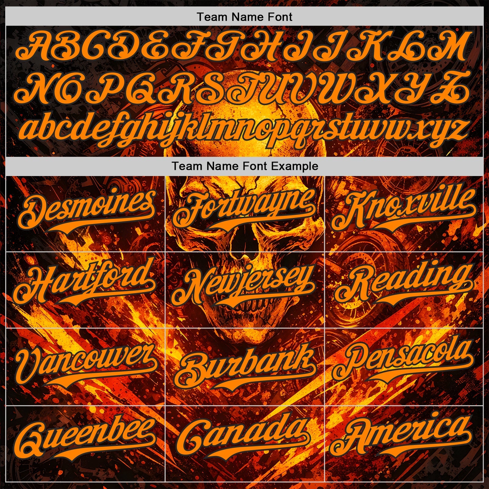 Custom Black-Bay Orange 3D Pattern Design Motorcycle Motocross Skull Flame Authentic Baseball Jersey view 4