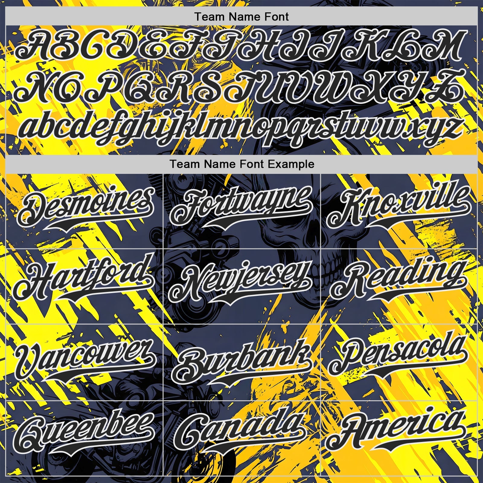 Custom Navy Black Yellow-White 3D Pattern Design Motorcycle Motocross Skull Authentic Baseball Jersey view 4