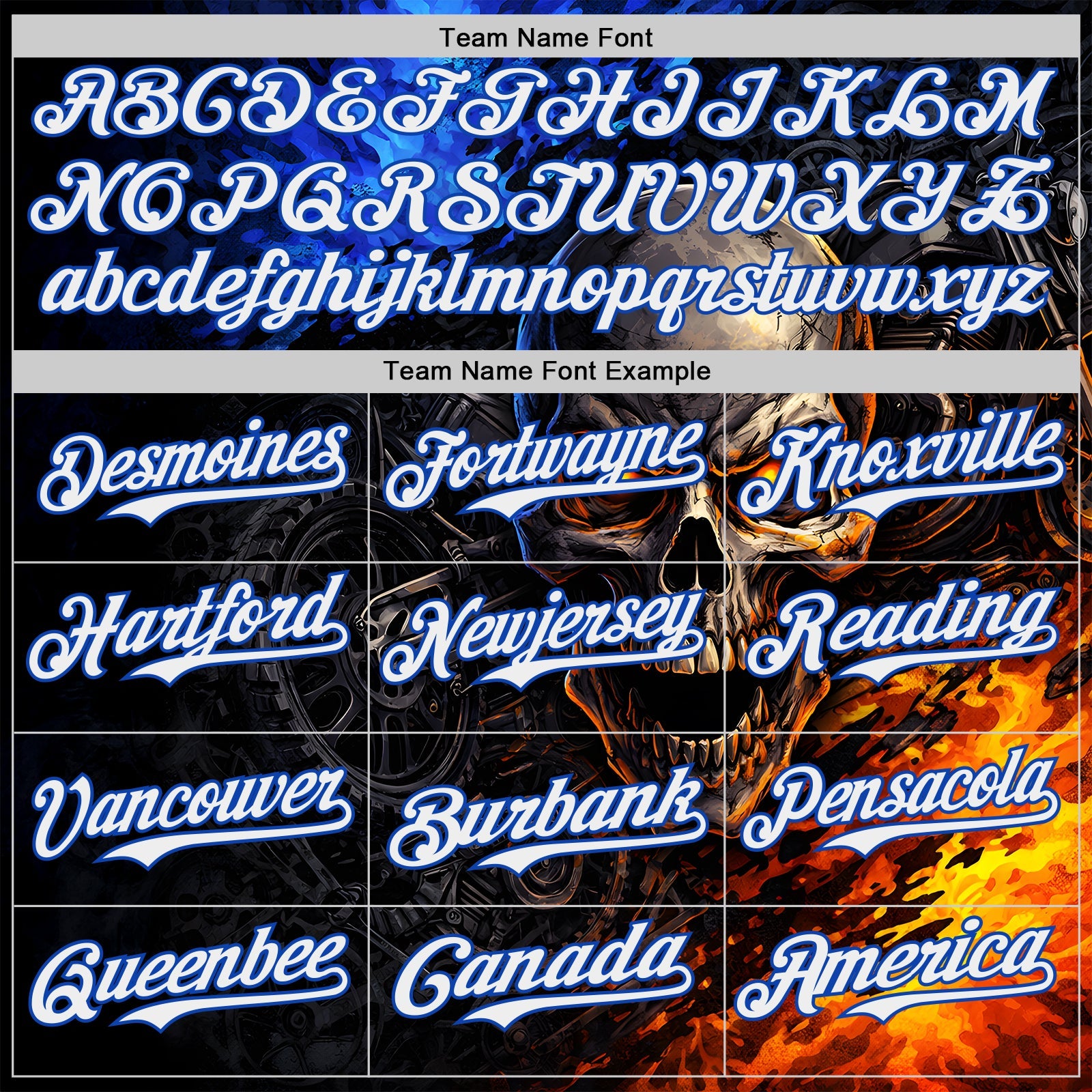Custom Black White-Thunder Blue 3D Pattern Design Motorcycle Motocross Skull Authentic Baseball Jersey view 4