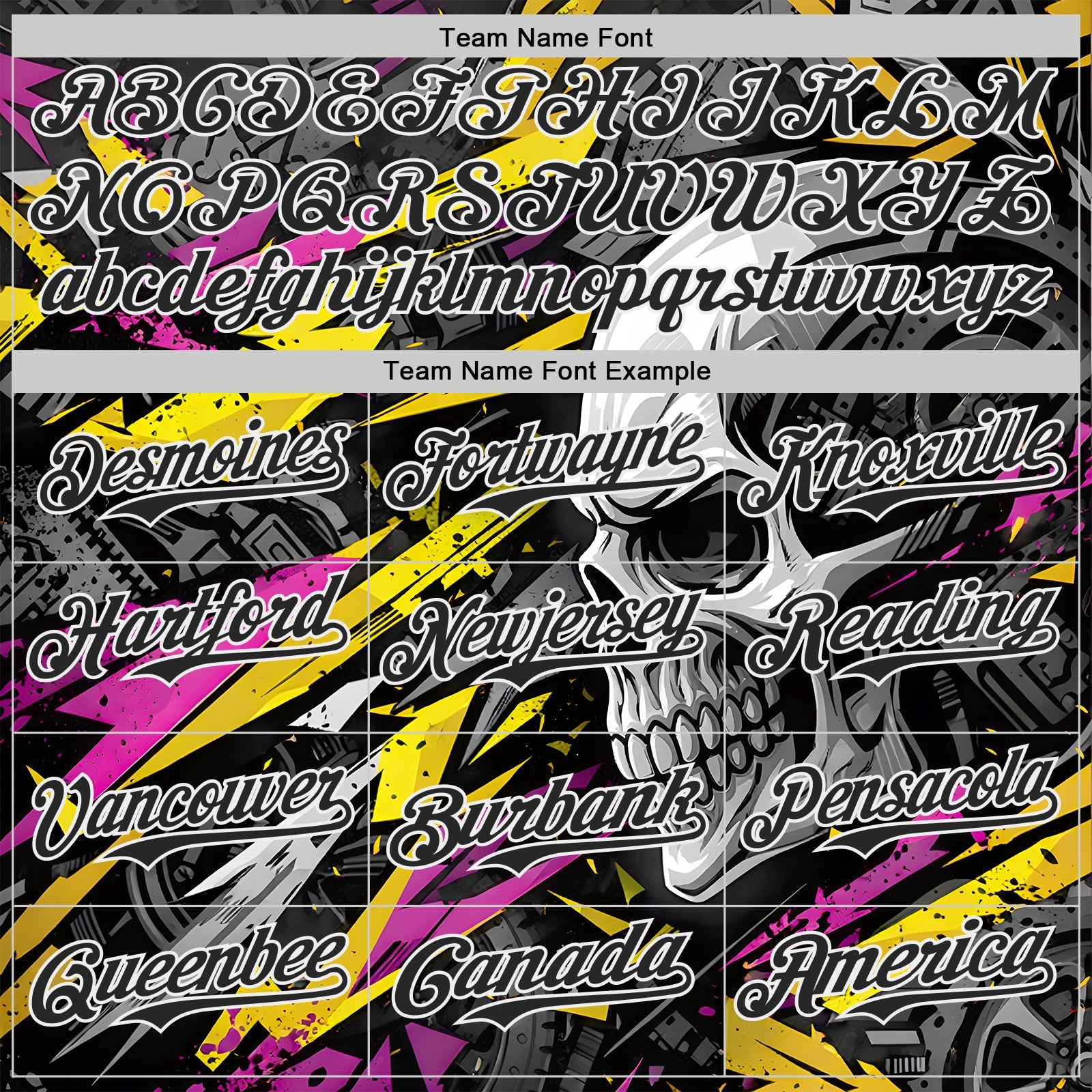 Custom Black Yellow Deep Pink-White 3D Pattern Design Motorcycle Motocross Skull Authentic Baseball Jersey view 4