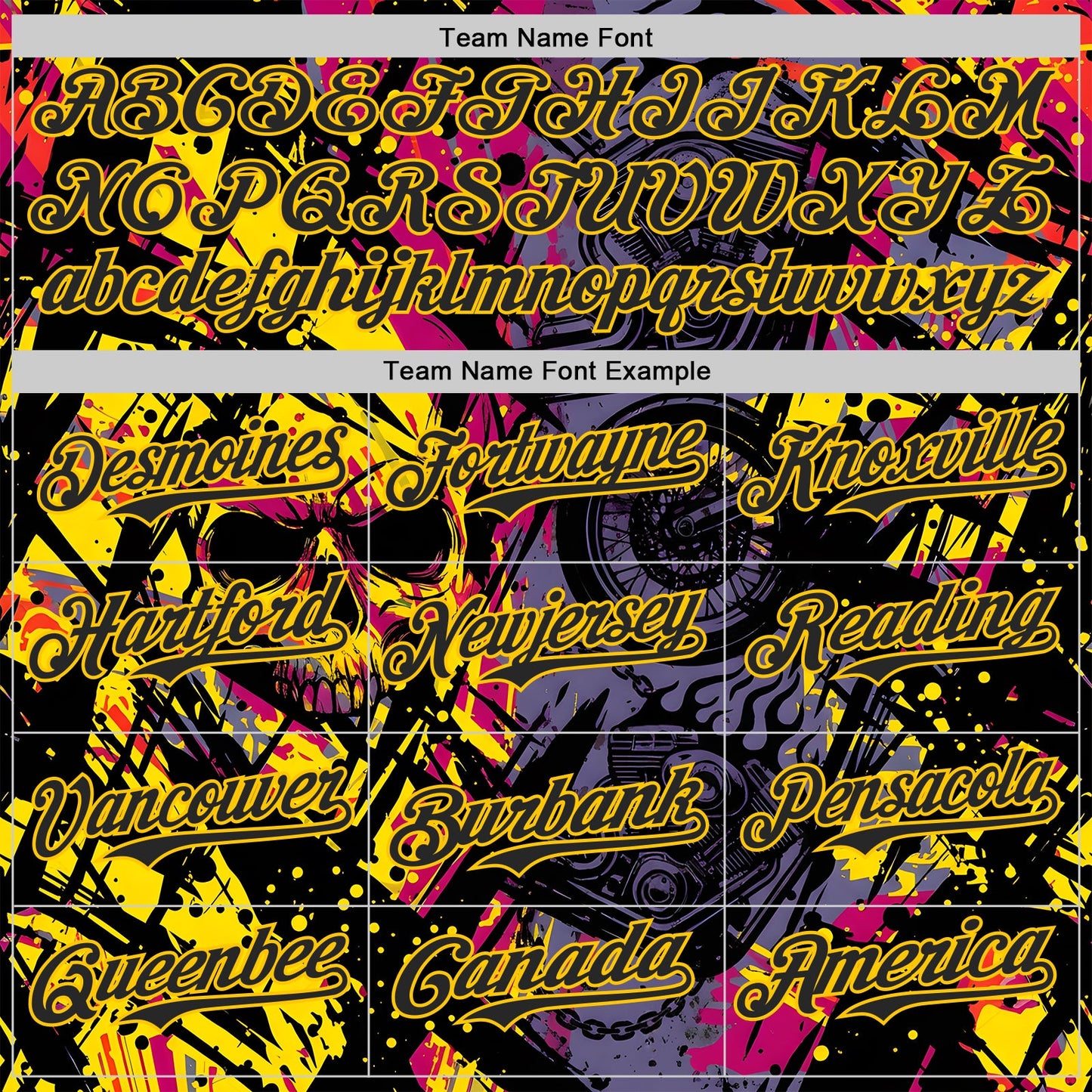 Custom Purple Black Deep Pink-Yellow 3D Pattern Design Motorcycle Motocross Skull Authentic Baseball Jersey view 4