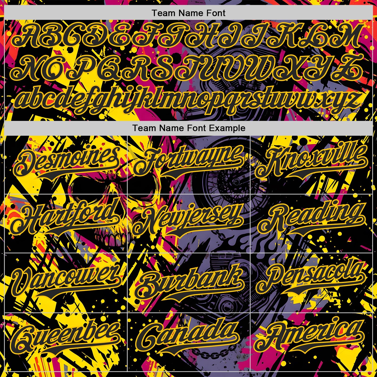 Custom Purple Black Deep Pink-Yellow 3D Pattern Design Motorcycle Motocross Skull Authentic Baseball Jersey view 4
