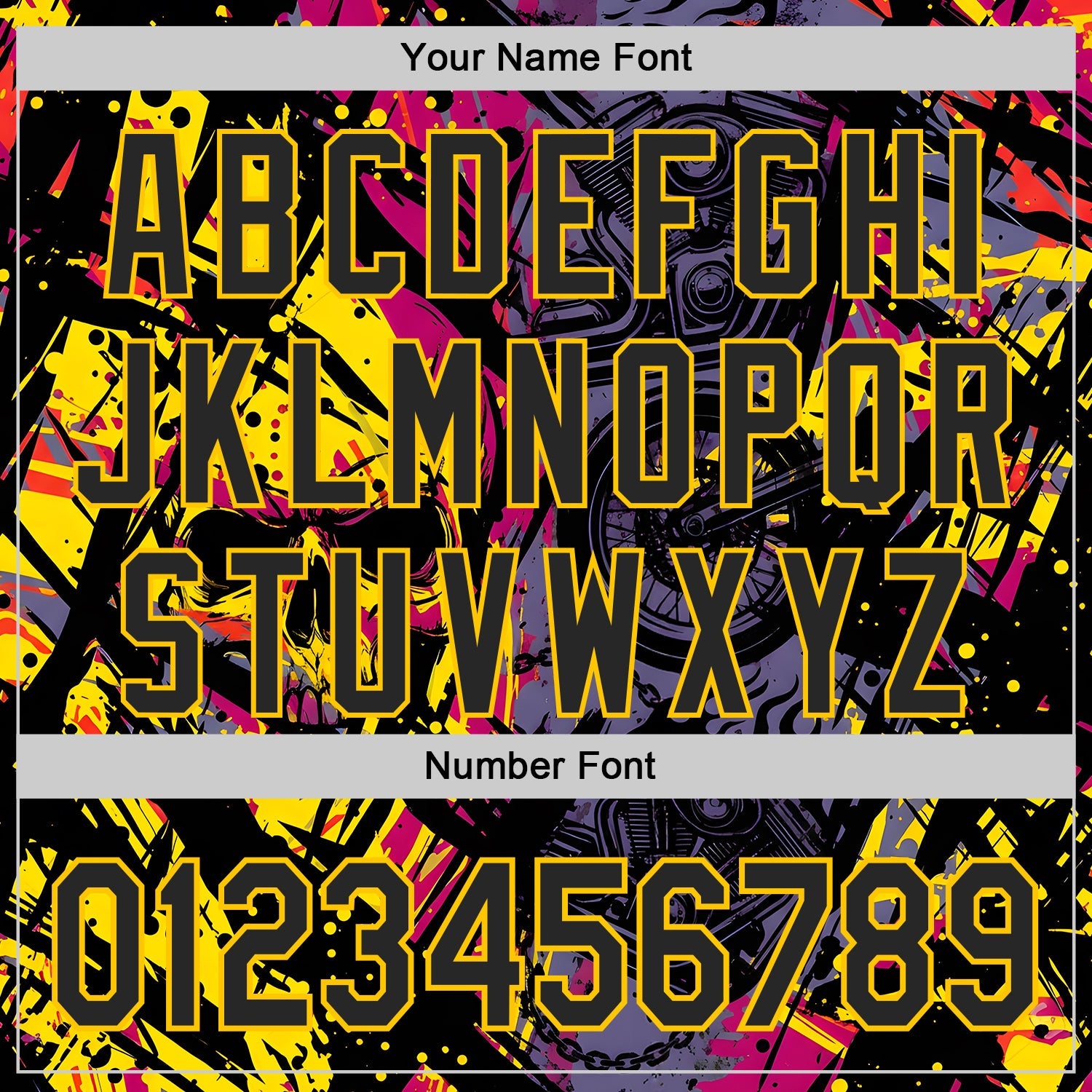 Custom Purple Black Deep Pink-Yellow 3D Pattern Design Motorcycle Motocross Skull Authentic Baseball Jersey view 5
