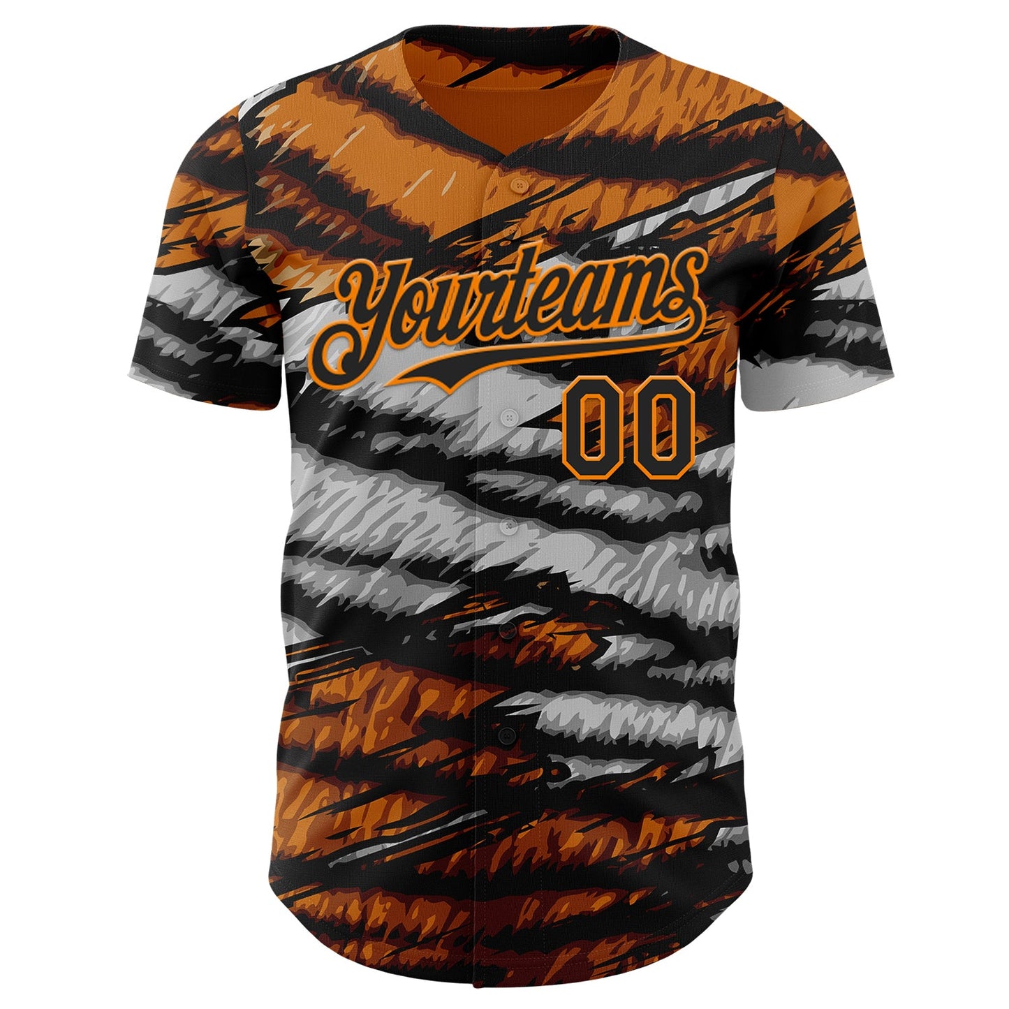 Custom Orange Black Gray-Bay Orange Tiger Stripe Scratch Authentic Baseball Jersey view 2