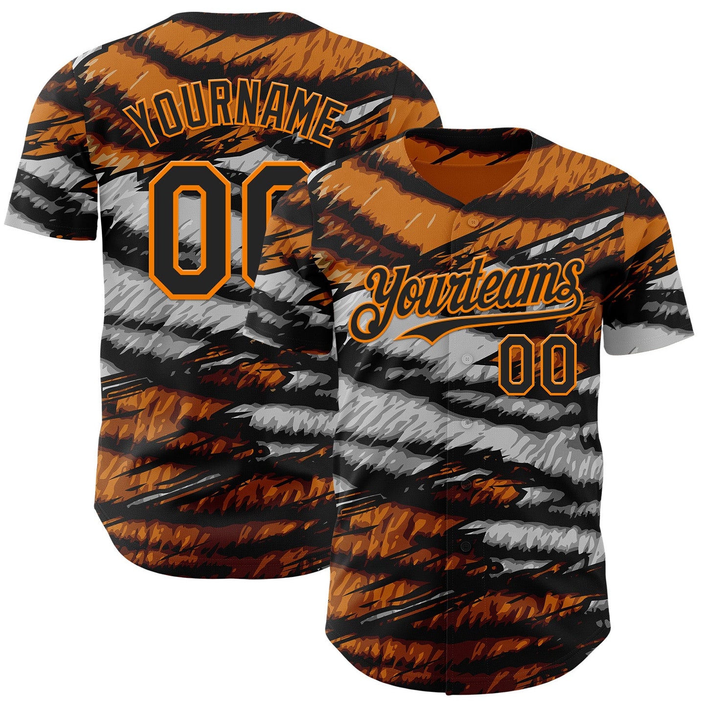 Custom Orange Black Gray-Bay Orange Tiger Stripe Scratch Authentic Baseball Jersey - Main View