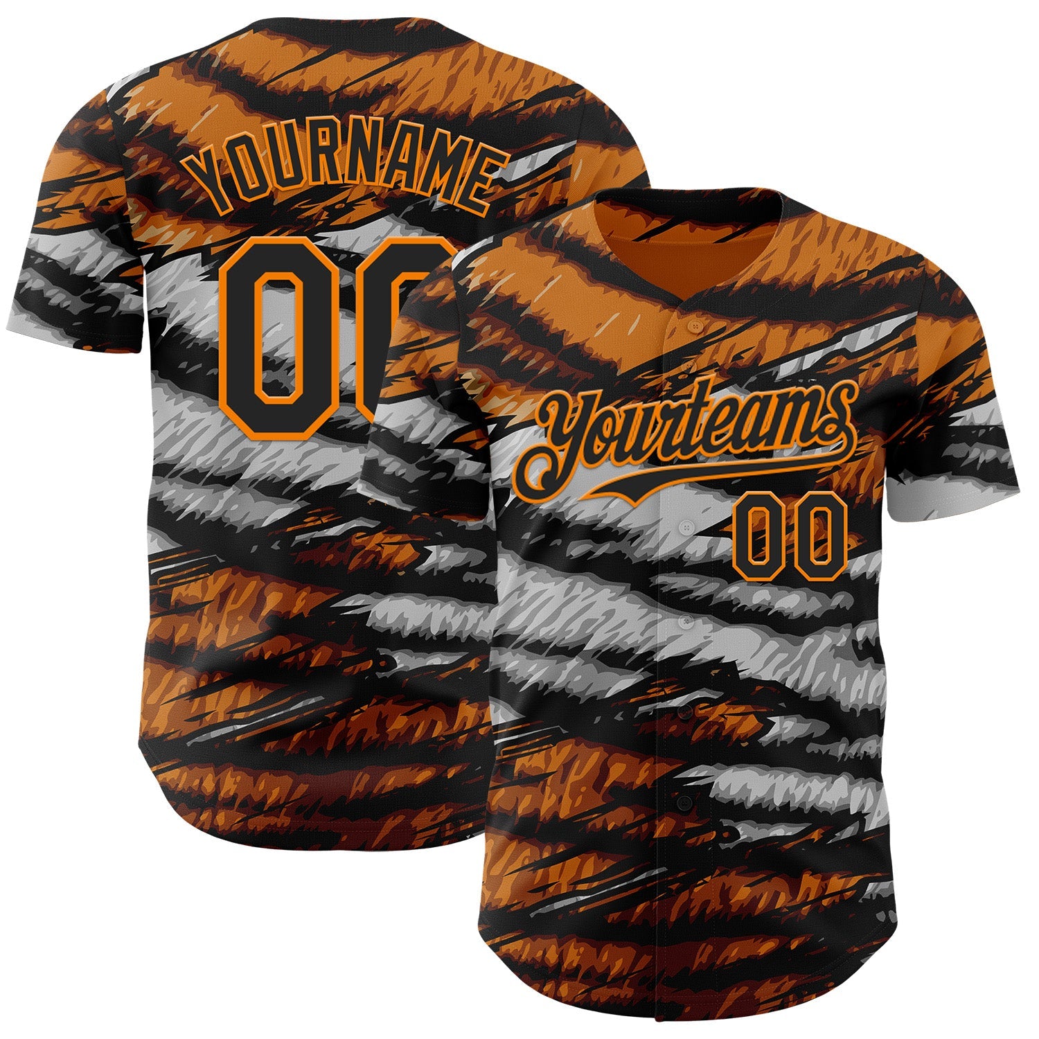 Custom Orange Black Gray-Bay Orange Tiger Stripe Scratch Authentic Baseball Jersey - Main View