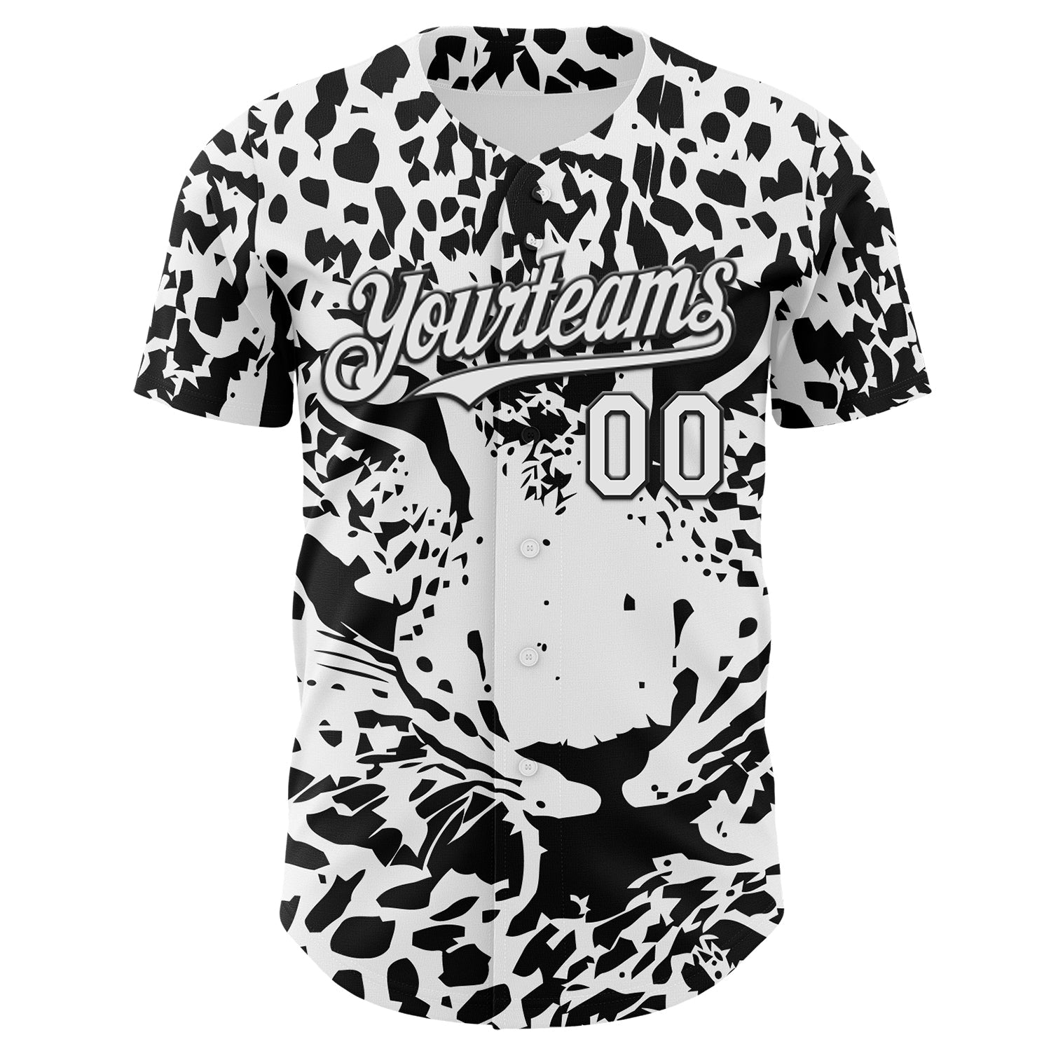 Custom White-Black Leopard Print Authentic Baseball Jersey view 2