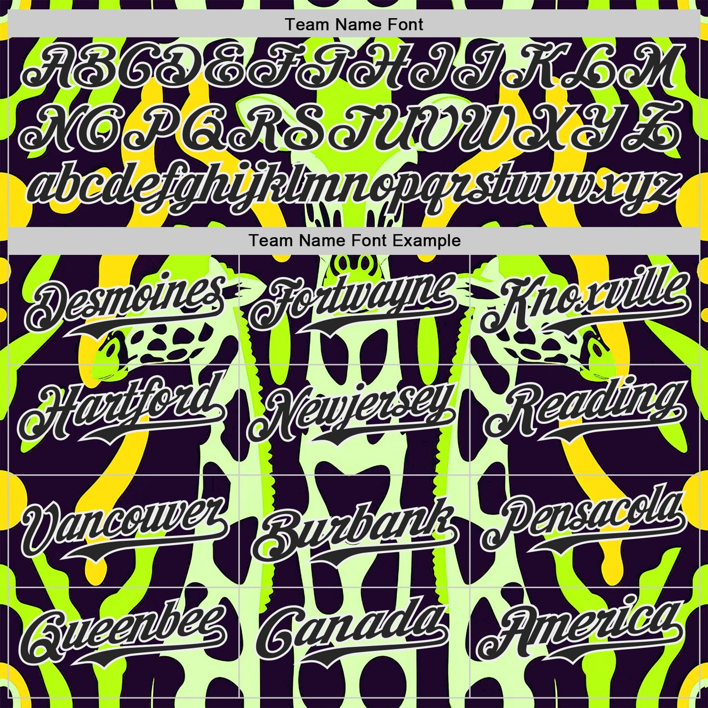 Custom Green Black Yellow-White Giraffe Print Authentic Baseball Jersey view 4