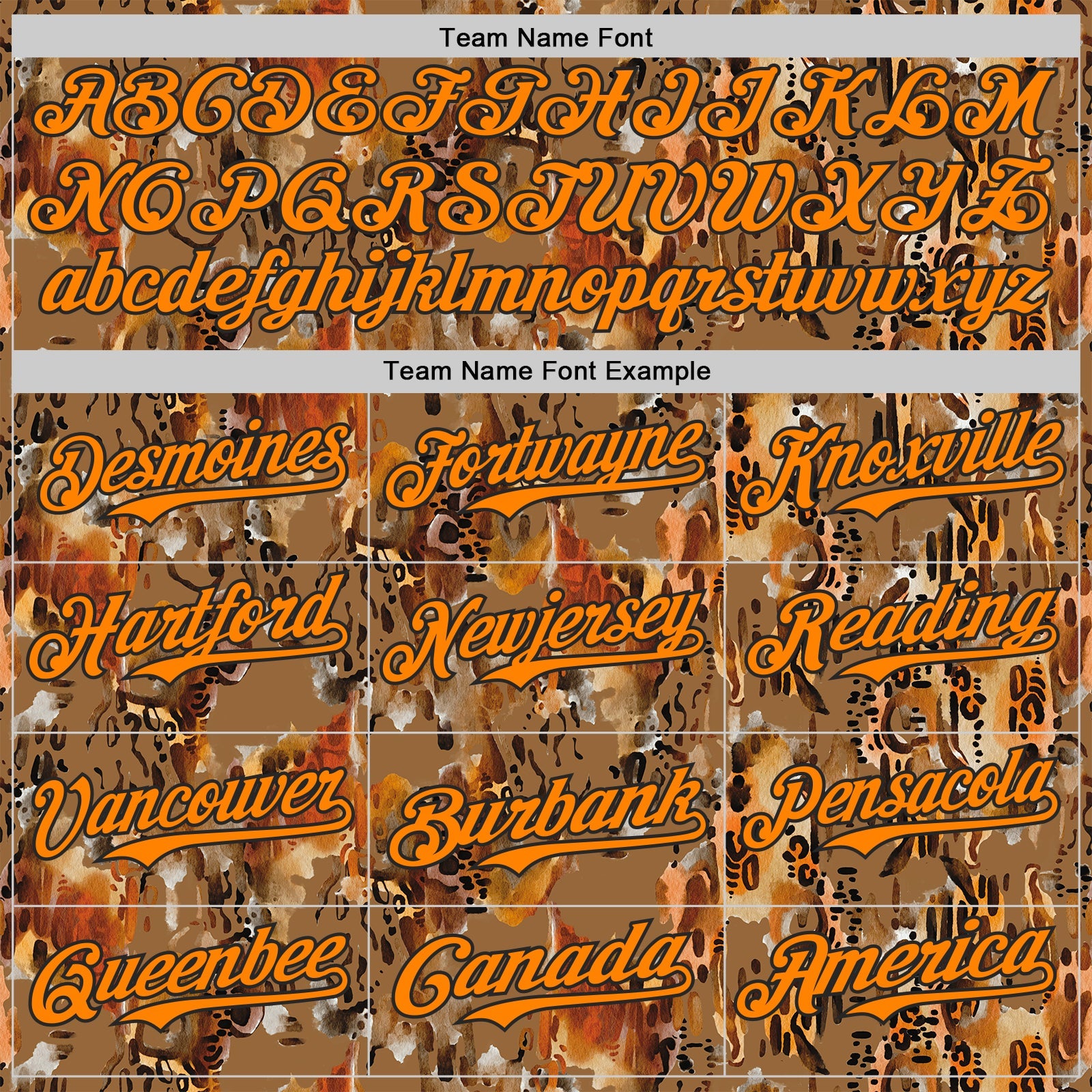 Custom Brown Bay Orange-Black Leopard Print Authentic Baseball Jersey view 4