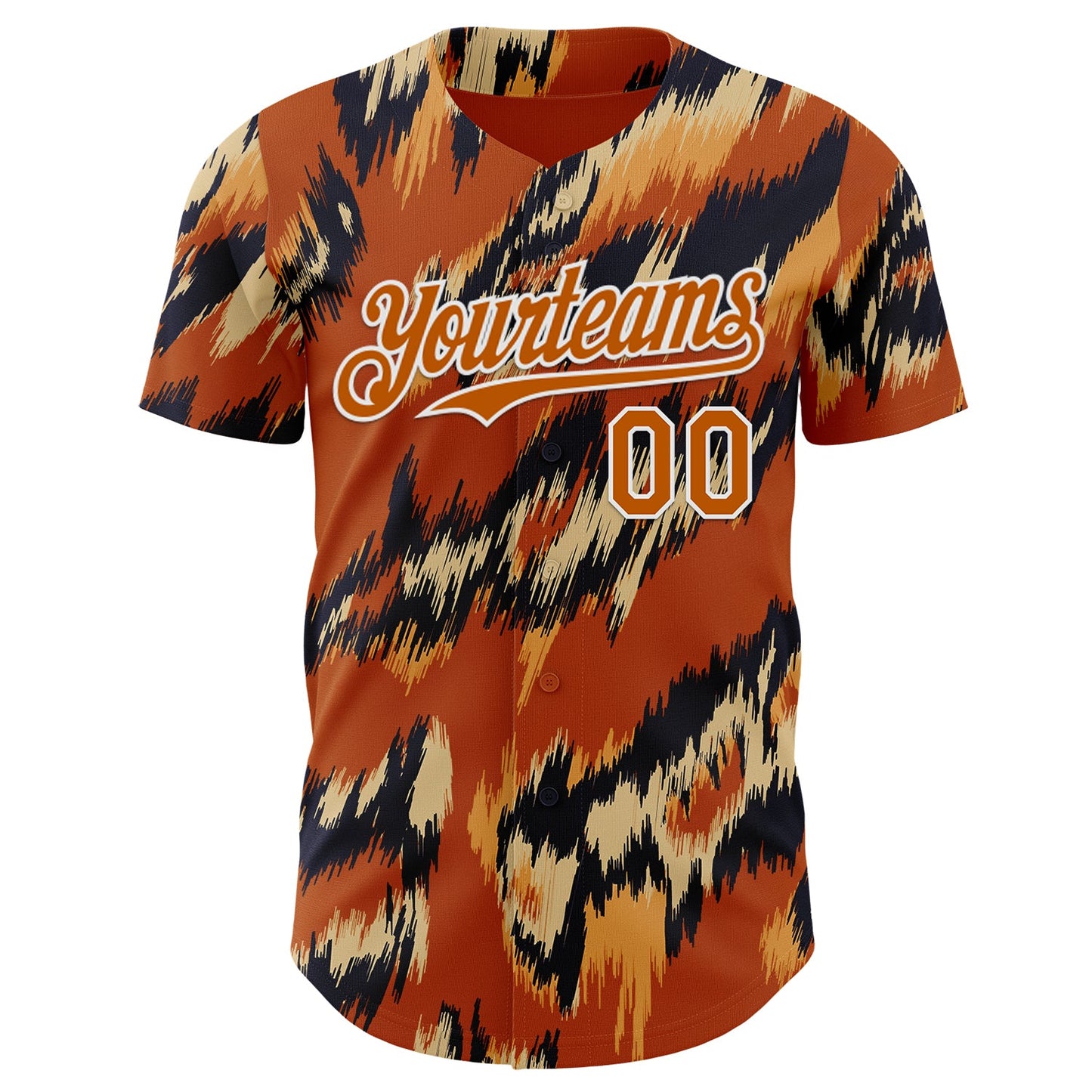Custom Texas Orange Black-White Leopard Print Authentic Baseball Jersey view 2