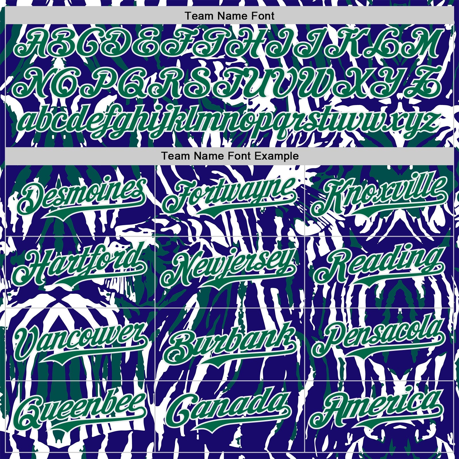 Custom Blue Kelly Green-White Tiger Stripe Print Authentic Baseball Jersey view 4