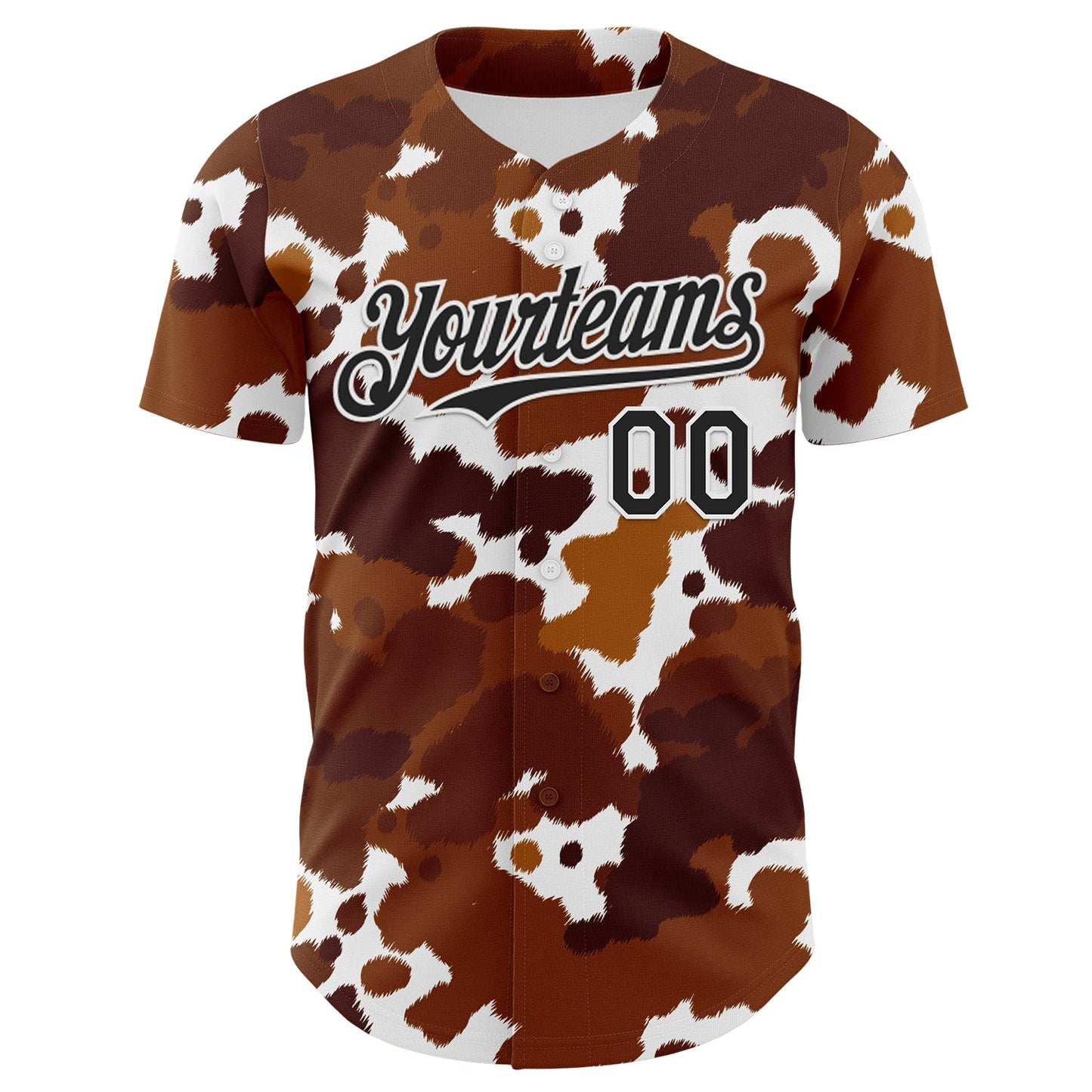 Custom Brown Black-White Leopard Print Authentic Baseball Jersey view 2