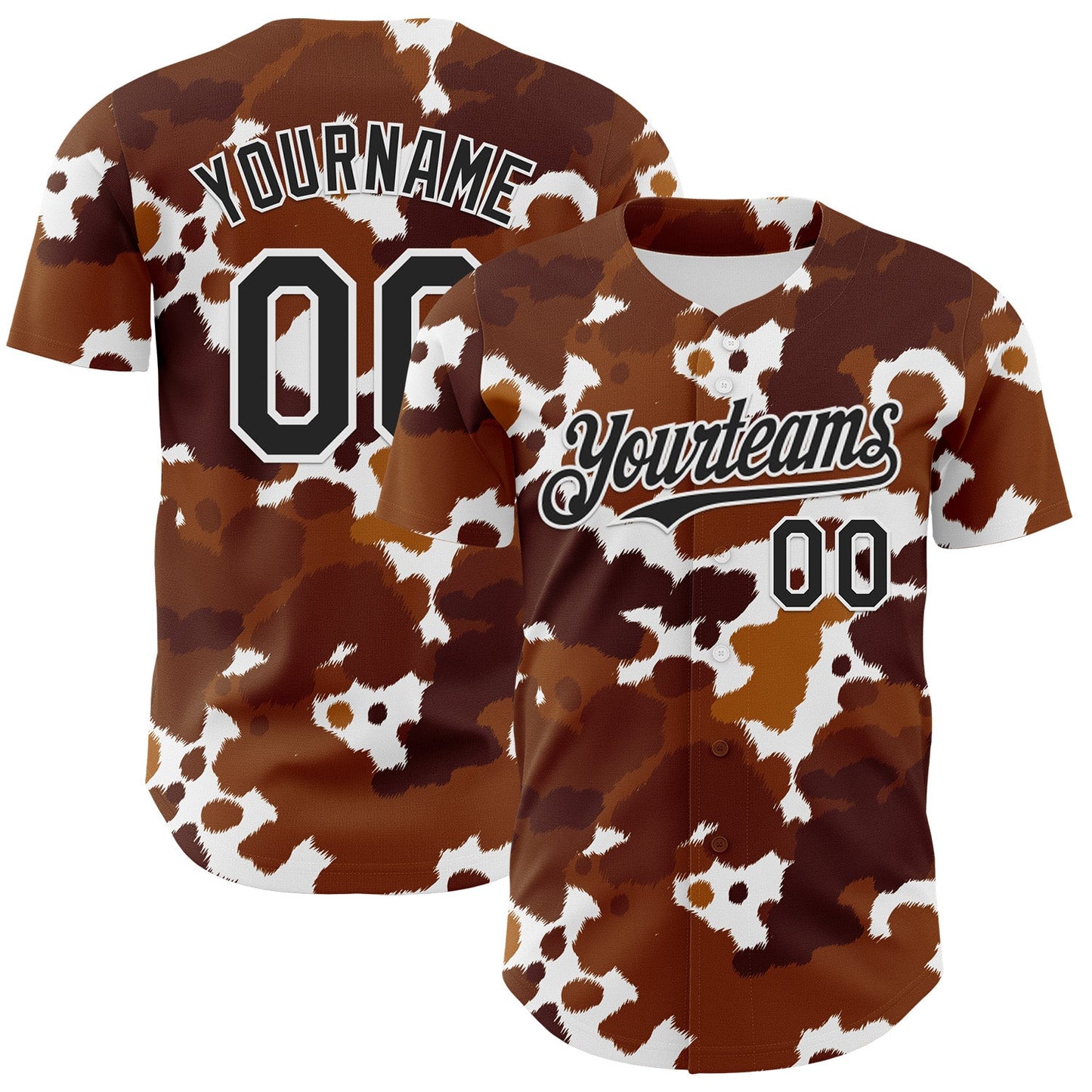 Custom Brown Black-White Leopard Print Authentic Baseball Jersey - Main View