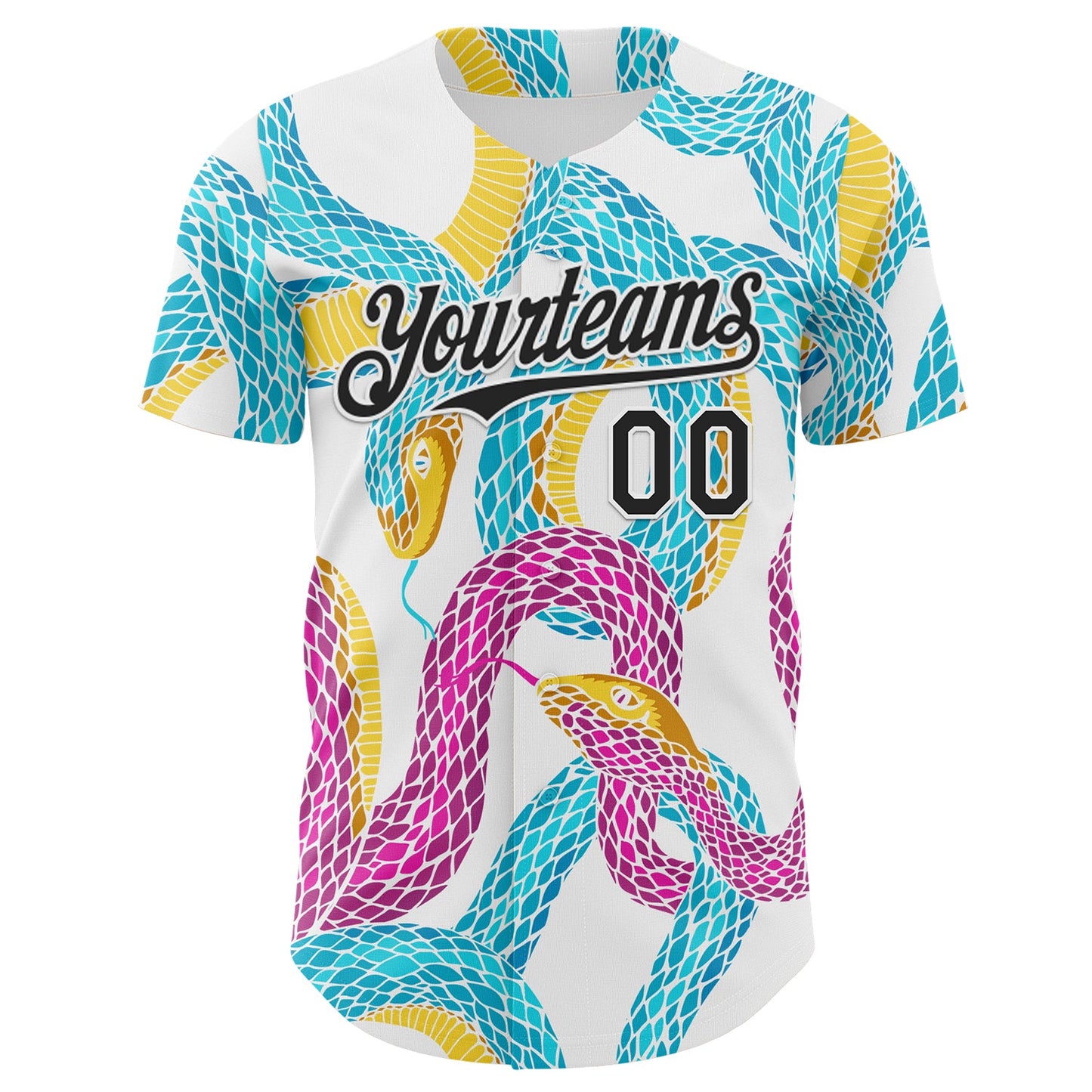 Custom White-Black Animal Snake Skin Authentic Baseball Jersey view 2