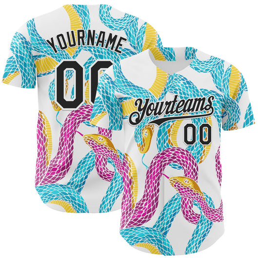 Custom White-Black Animal Snake Skin Authentic Baseball Jersey - Main View