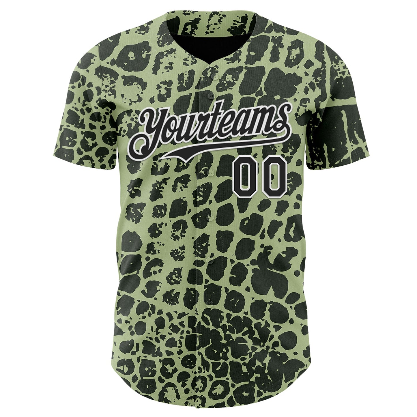 Custom Green Black-White Crocodile Skin Authentic Baseball Jersey view 2
