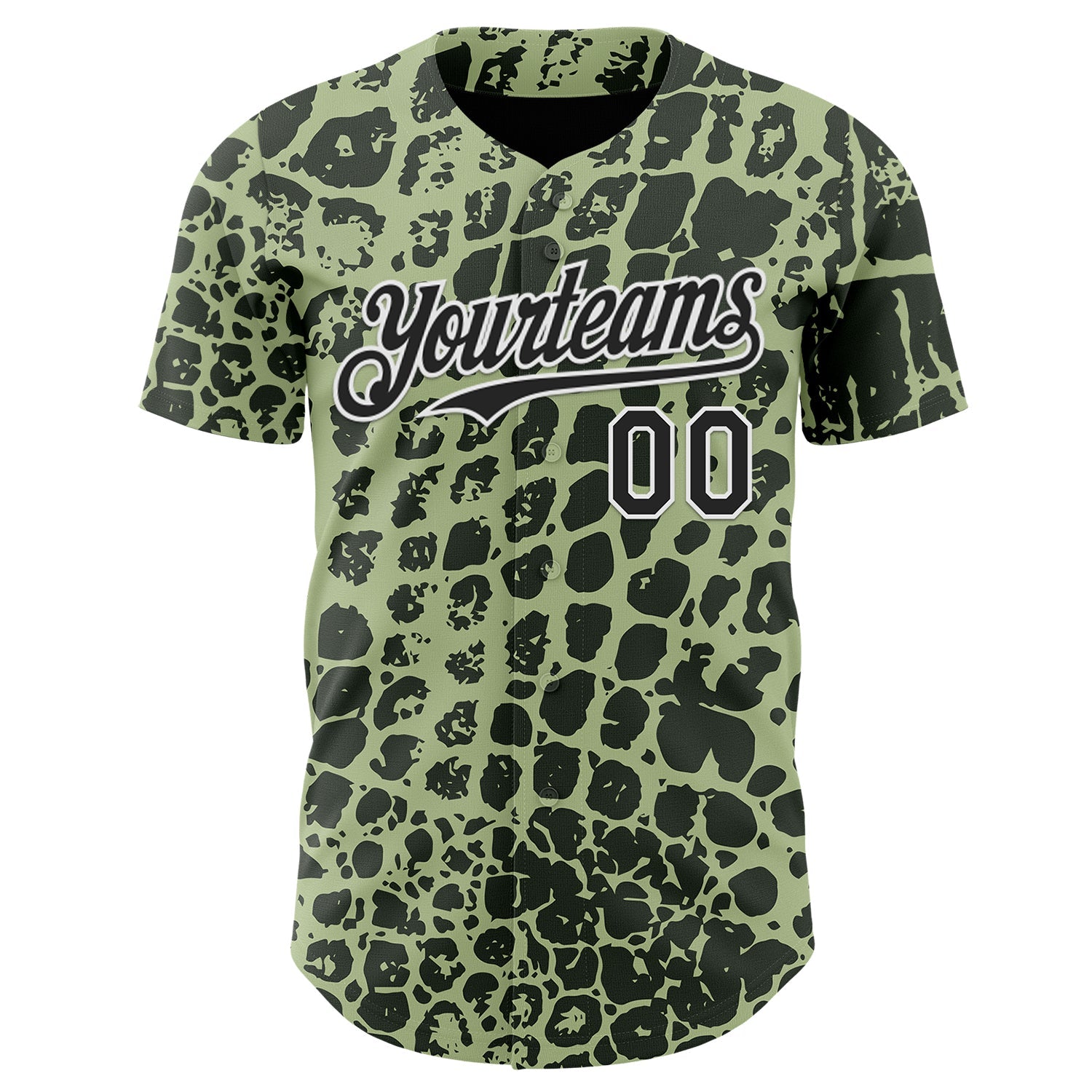 Custom Green Black-White Crocodile Skin Authentic Baseball Jersey view 2