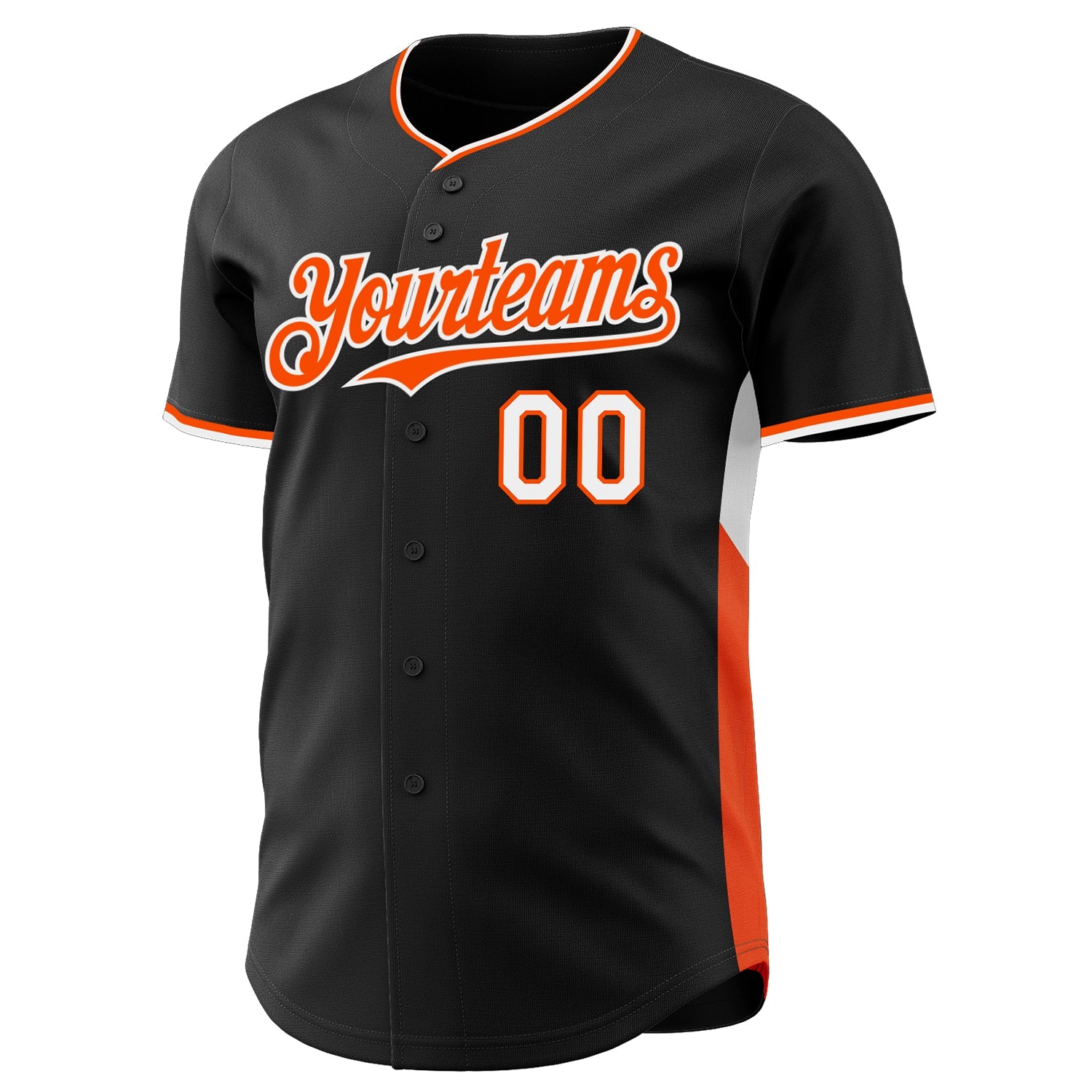 Custom Black Orange-White Classic Color Block Side Panel Stripe Authentic Baseball Jersey view 2