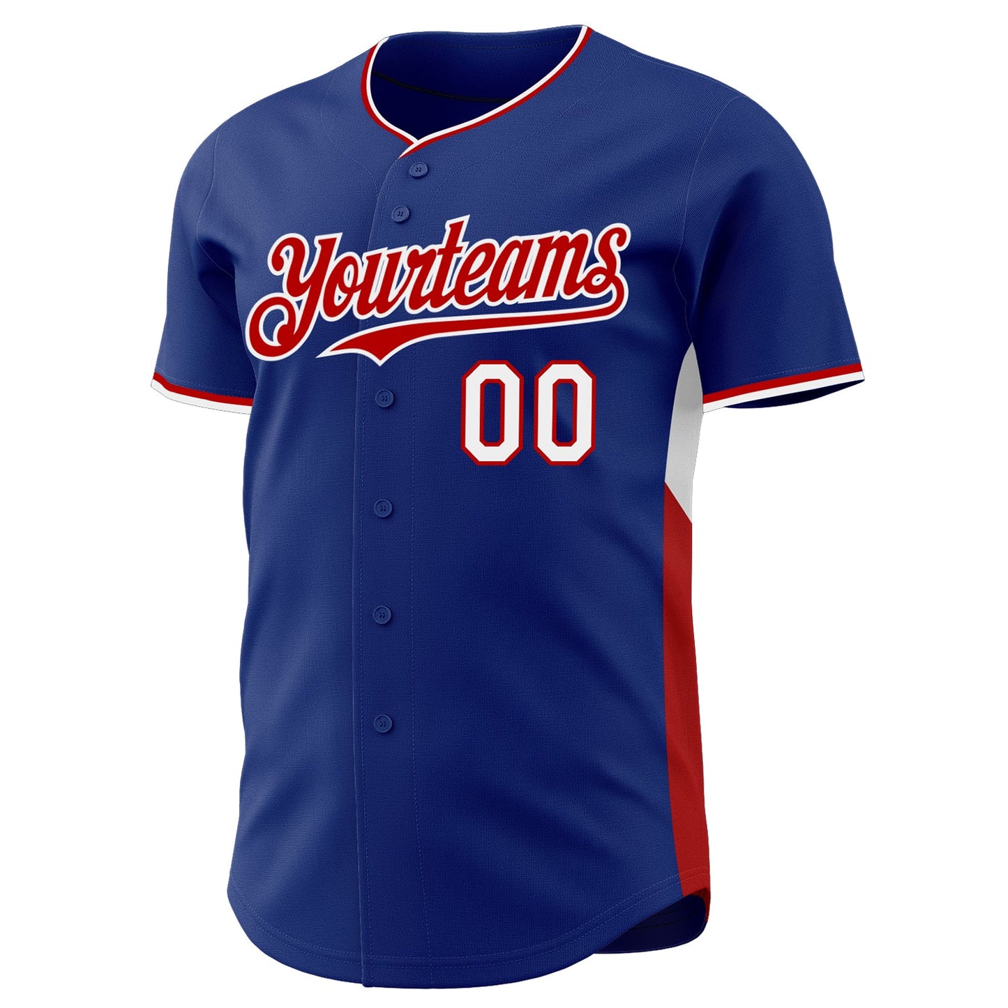 Custom Royal Red-White Classic Color Block Side Panel Stripe Authentic Baseball Jersey view 2