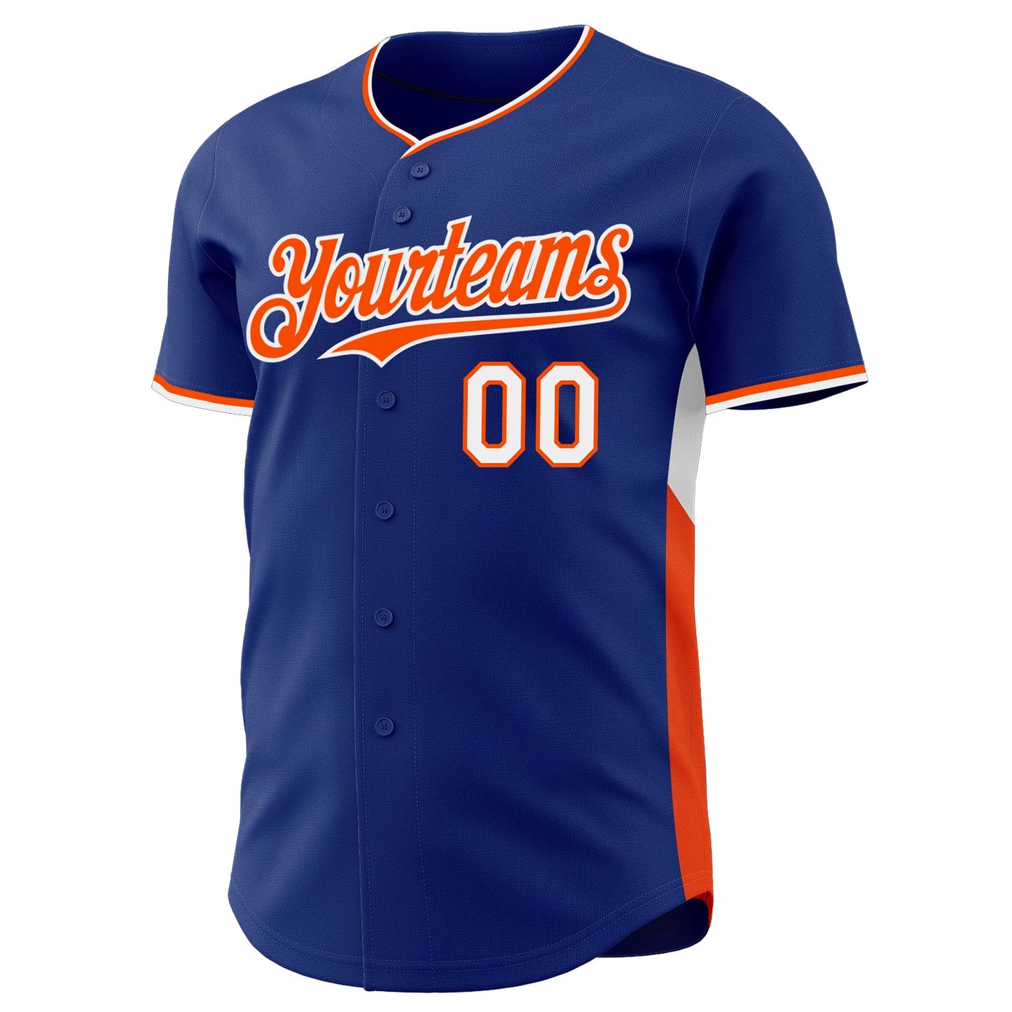 Custom Royal Orange-White Classic Color Block Side Panel Stripe Authentic Baseball Jersey view 2