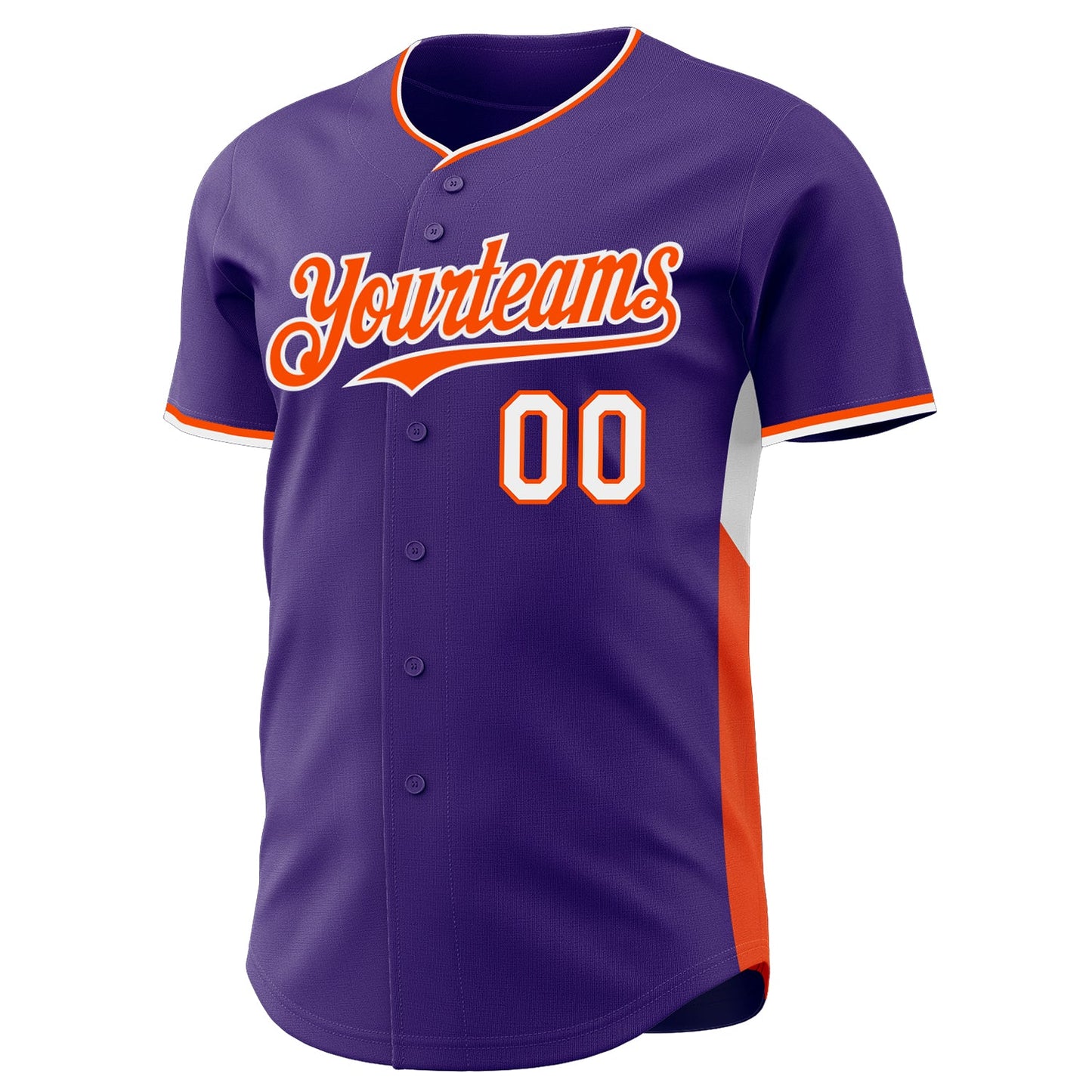 Custom Purple Orange-White Classic Color Block Side Panel Stripe Authentic Baseball Jersey view 2