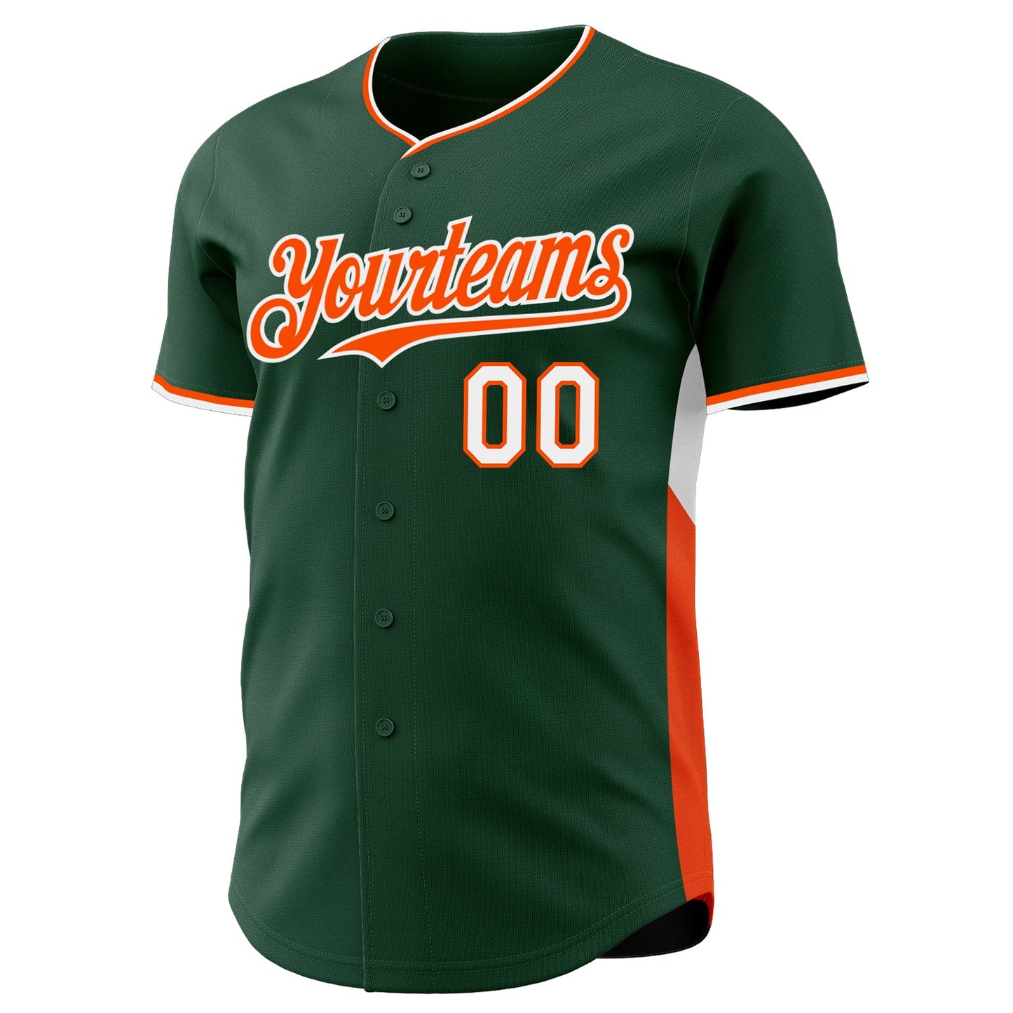 Custom Green Orange-White Classic Color Block Side Panel Stripe Authentic Baseball Jersey view 2