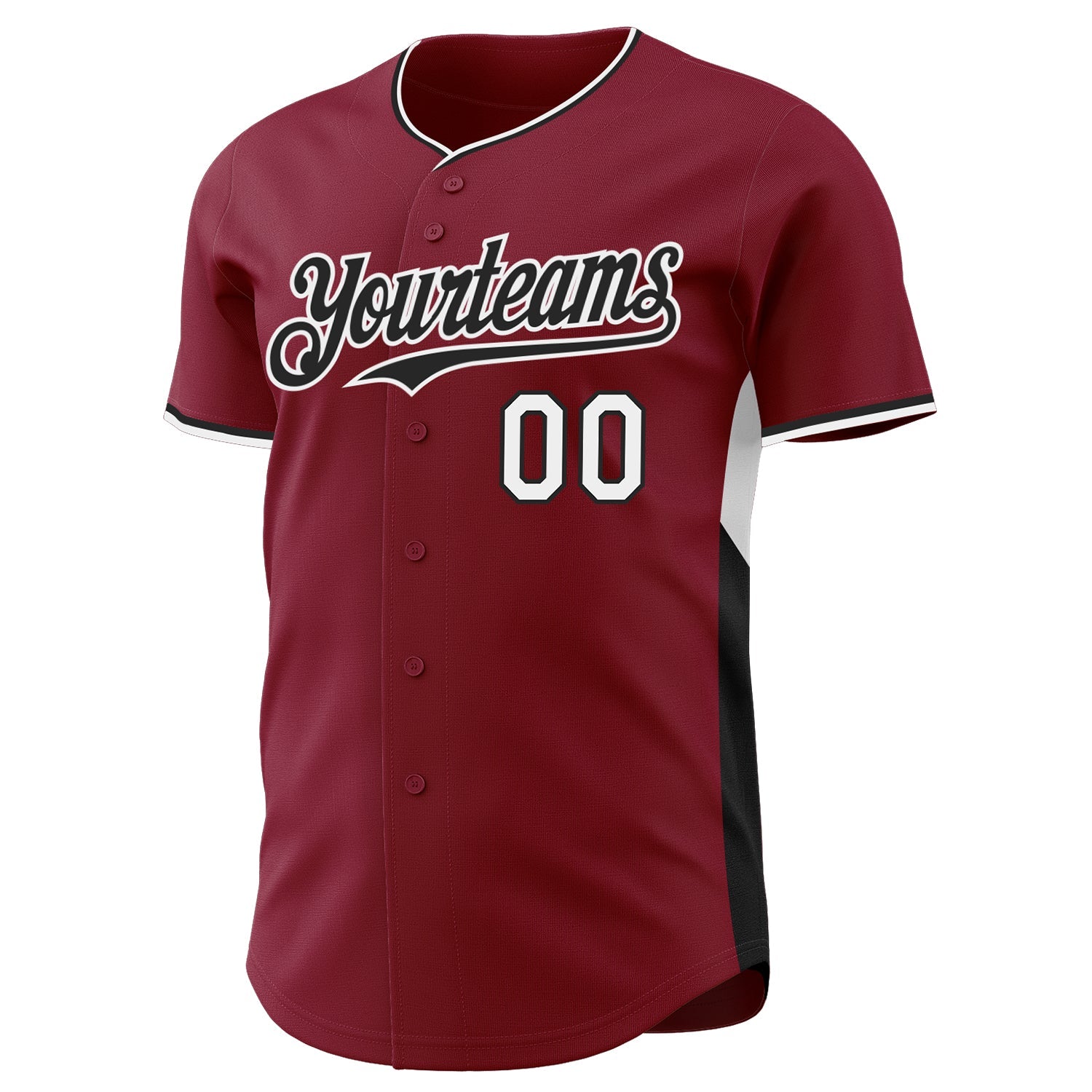 Custom Crimson Black-White Classic Color Block Side Panel Stripe Authentic Baseball Jersey view 2