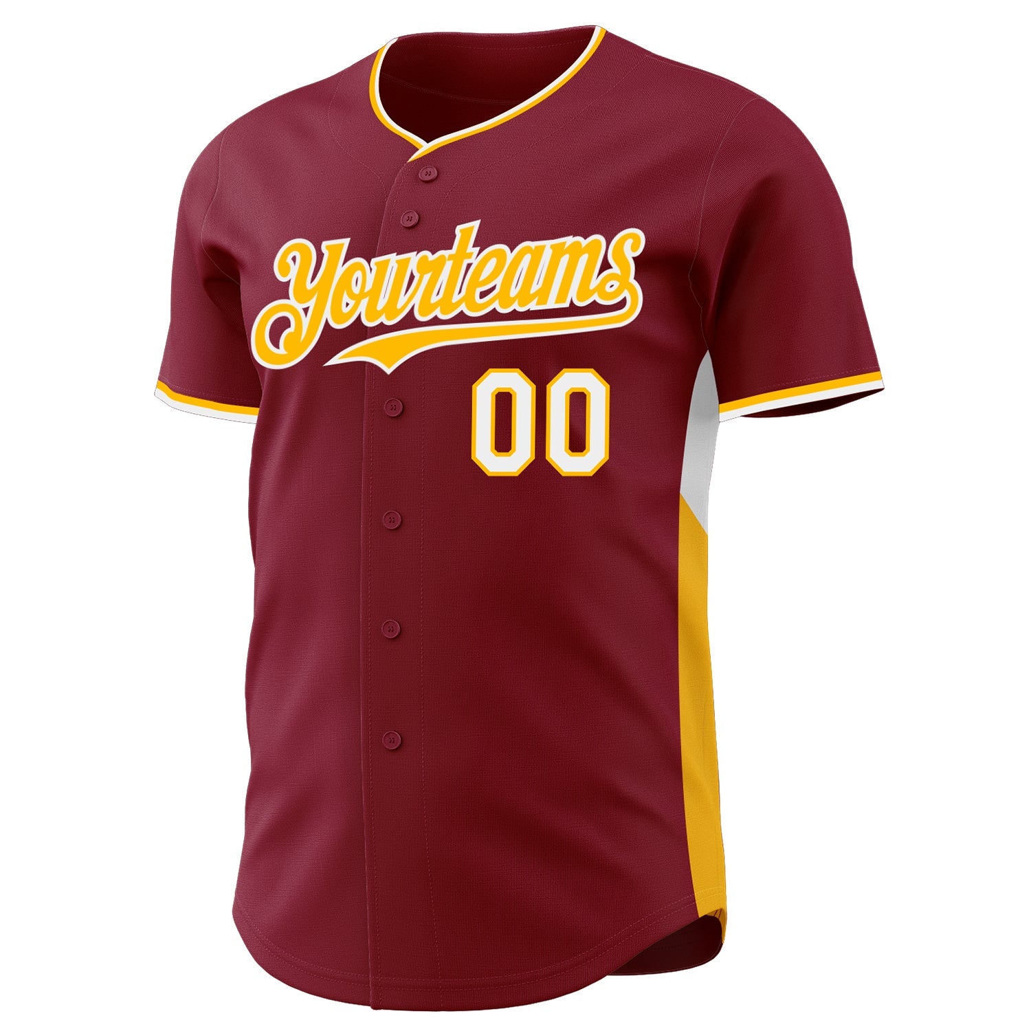 Custom Crimson Gold-White Classic Color Block Side Panel Stripe Authentic Baseball Jersey view 2