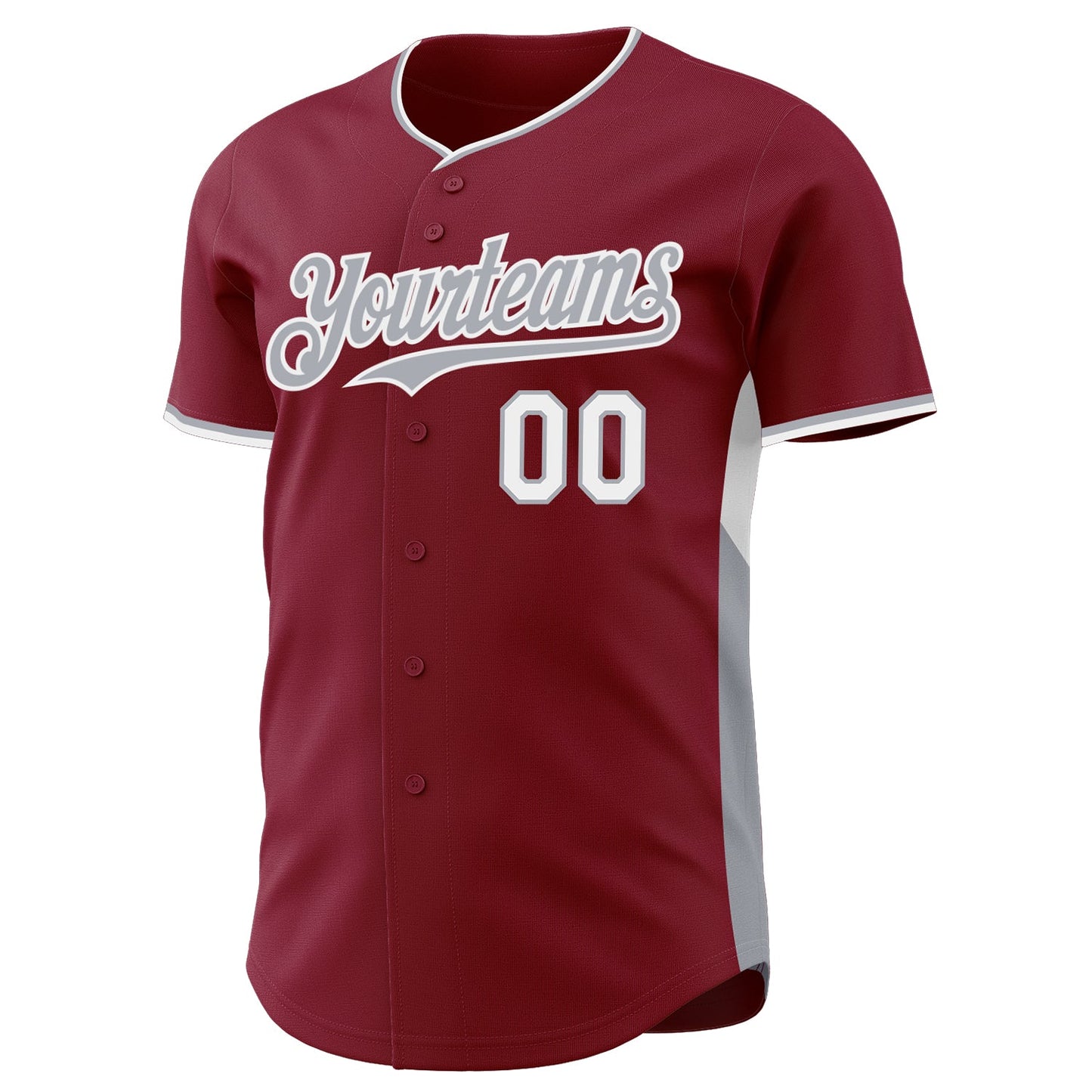 Custom Crimson Gray-White Classic Color Block Side Panel Stripe Authentic Baseball Jersey view 2